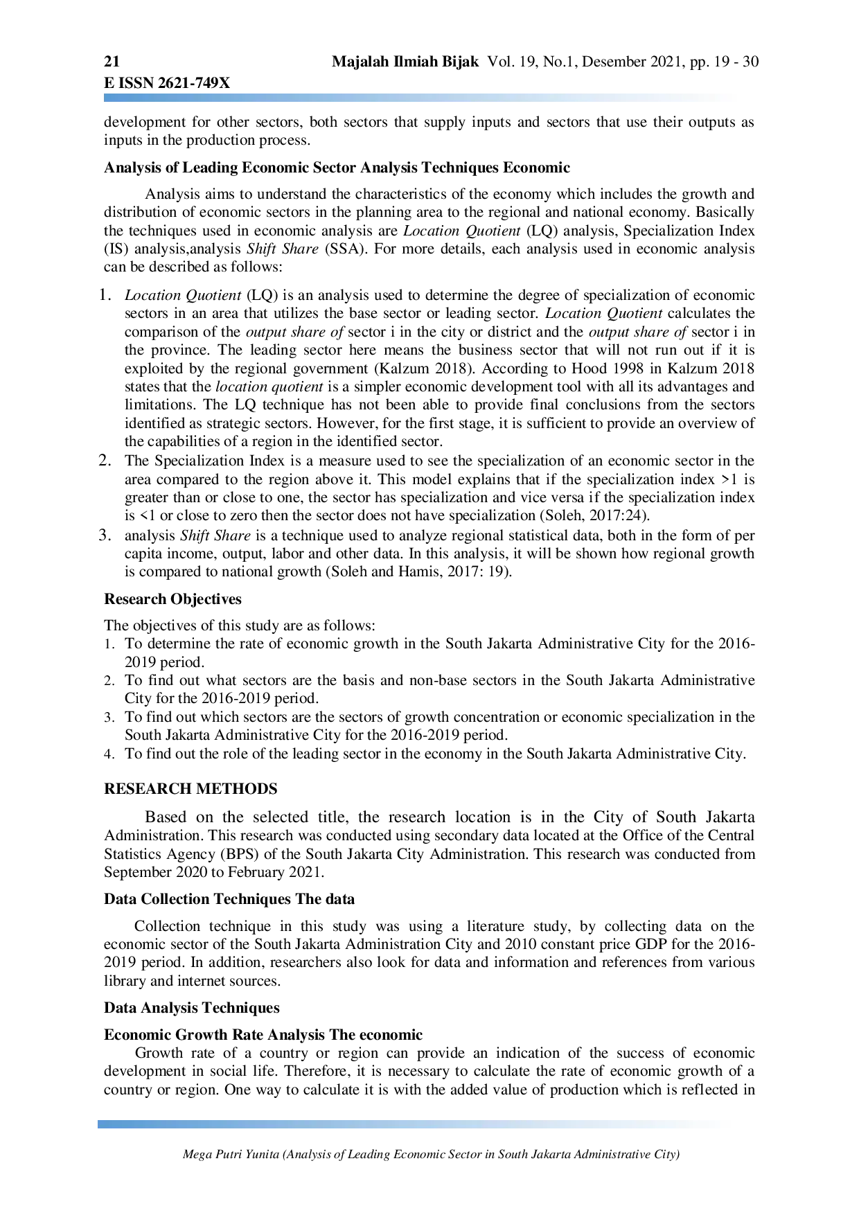 JURIS Analysis of Leading Economic Sector in South Jakarta Administrative City