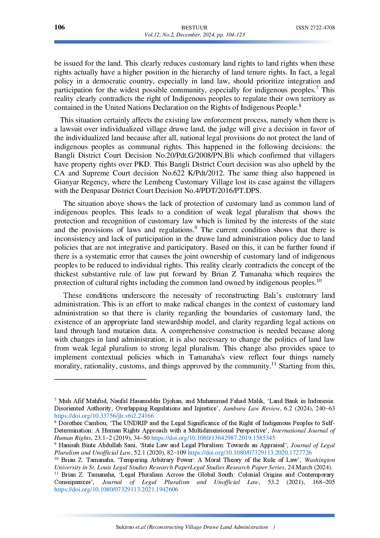 juris Reconstructing Village Druwe Land Administration to Protect the Communal Land in Bali