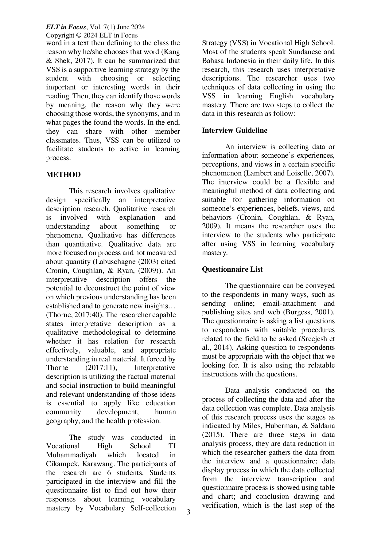 JURIS Students Perception of Vocabulary Self Collection Strategy VSS in English Vocabulary Mastery Programs