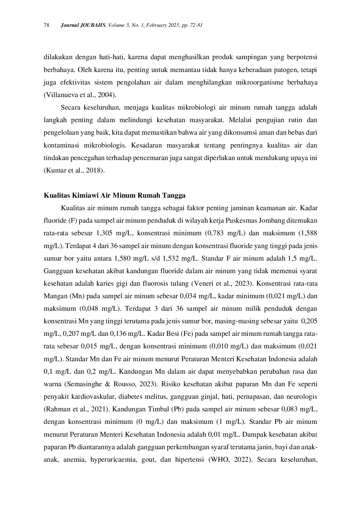 JURIS Surveilans Kualitas Air Minum Rumah Tangga Di Wilayah Kerja Puskesmas Jombang Kota Cilegon Tahun 2023