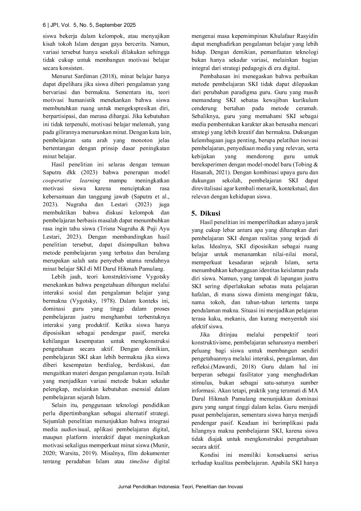 JURIS Hubungan Metode Pembelajaran Guru Dengan Minat Belajar Siswa Pada Mata Pelajaran Ski