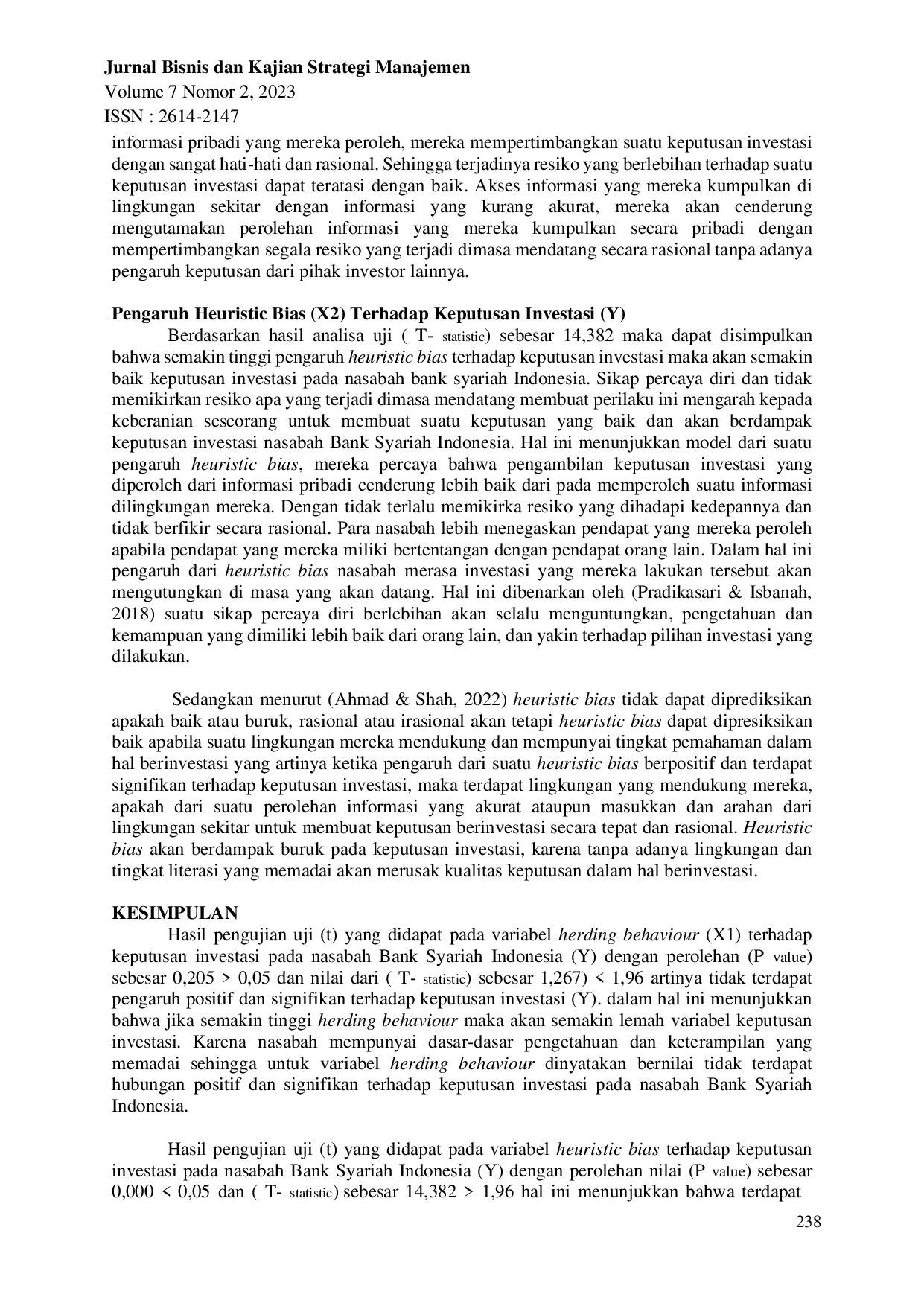 JURIS Herding Behavior dan Heuristic Bias pada Keputusan Investasi Nasabah Bank Syariah Indonesia