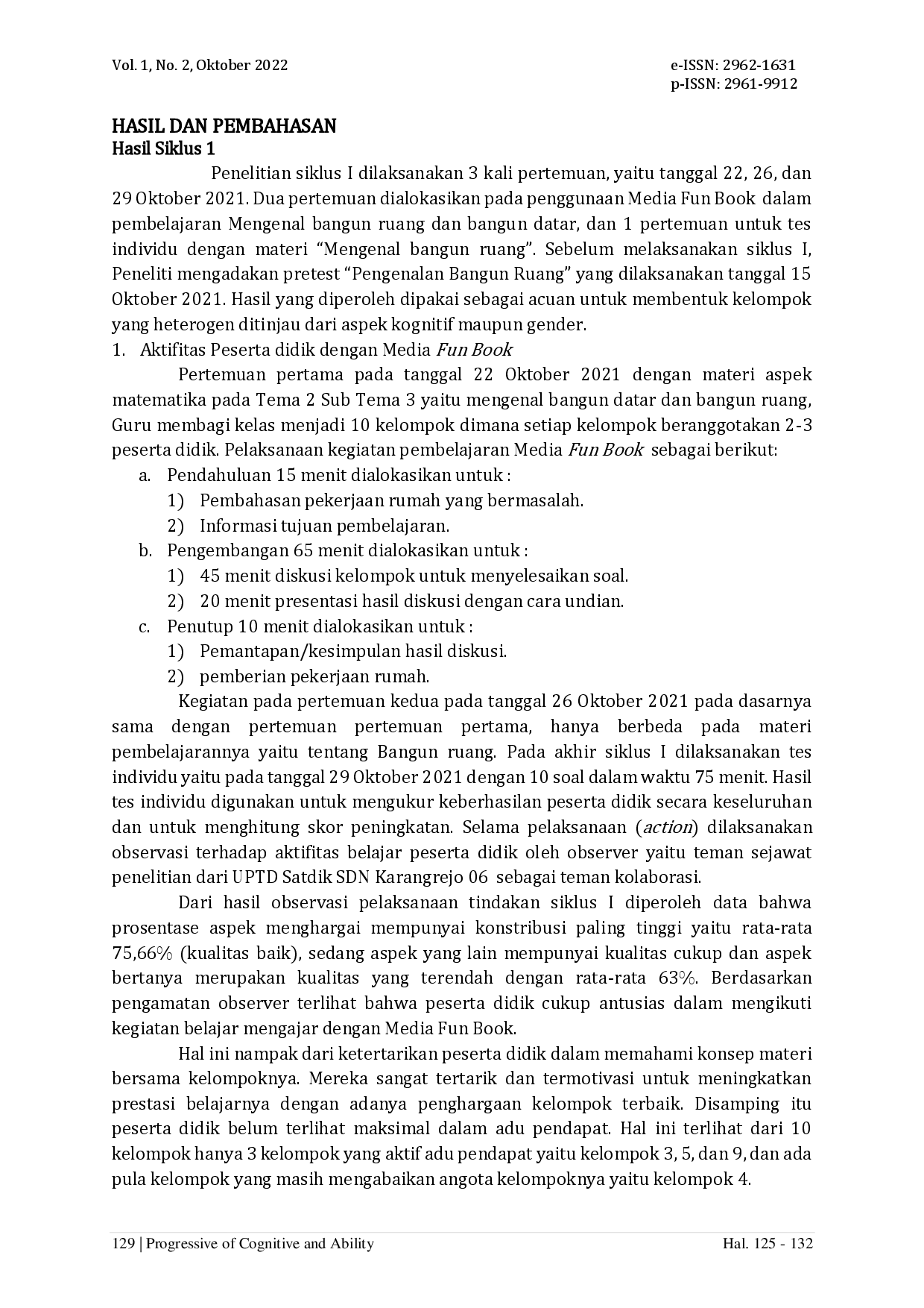 juris Penerapan Concept Attainment Model CAM Menggunakan Alat Permainan Edukatif Fun Book dalam Meningkatkan Pemahaman Siswa