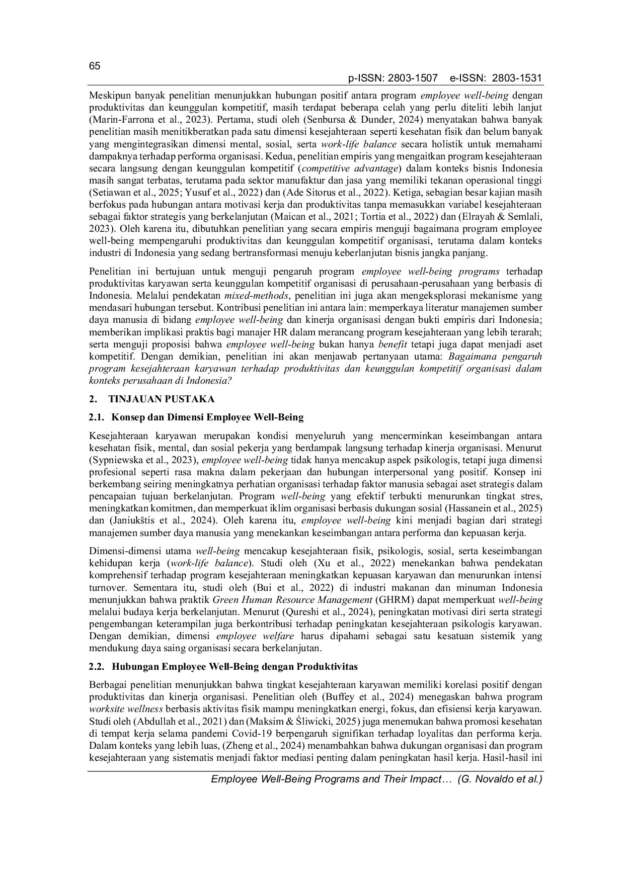 JURIS Employee Well Being Programs and Their Impact on Productivity and Competitive Advantage
