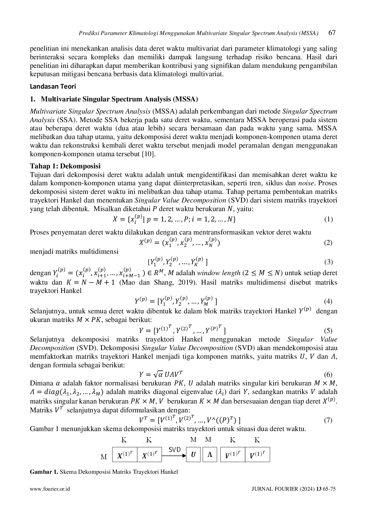 JURIS Prediksi Parameter Klimatologi Menggunakan Multivariate Singular Spectrum Analysis MSSA