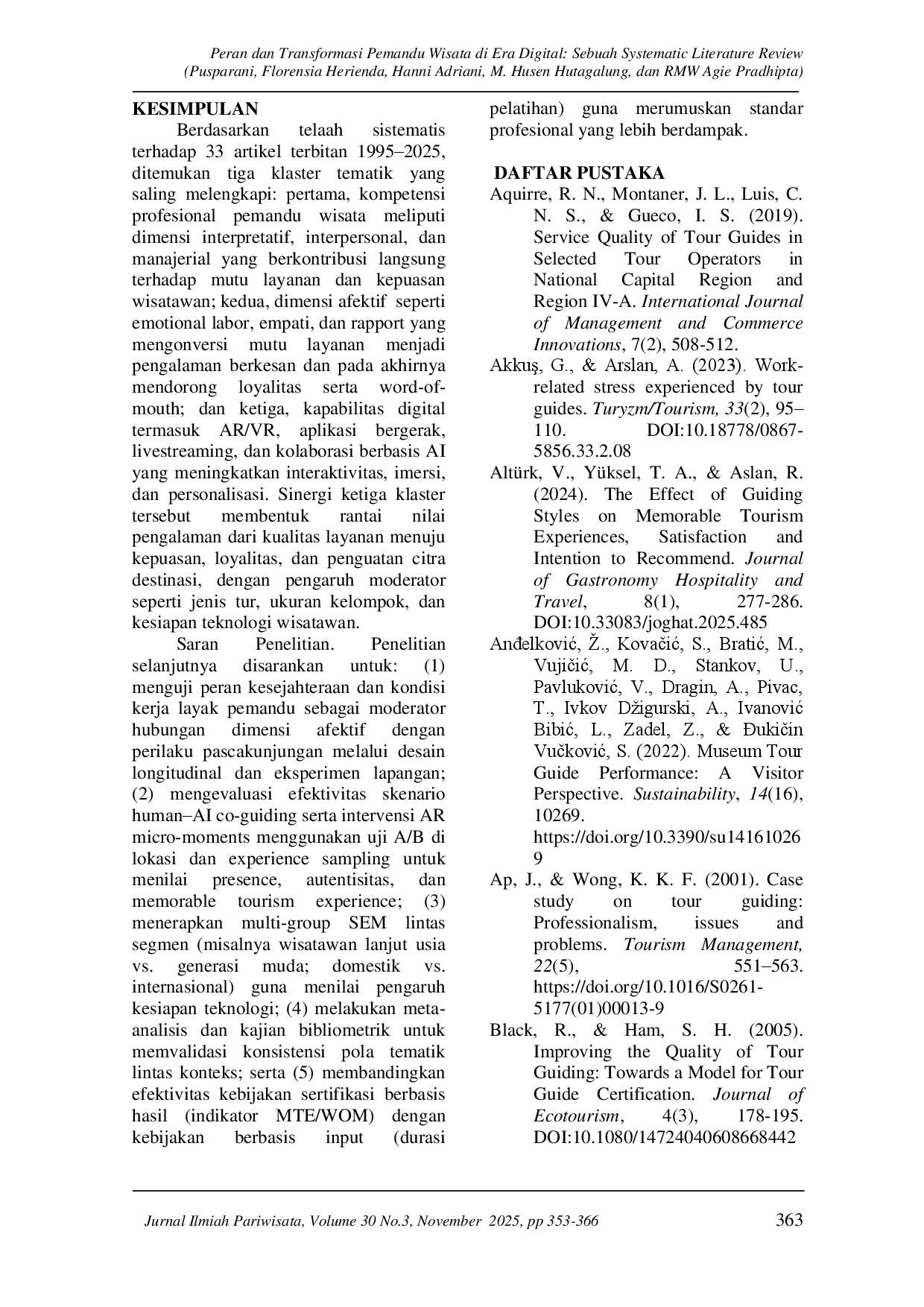 juris Peran dan Transformasi Pemandu Wisata di Era Digital Sebuah Systematic Literature Review