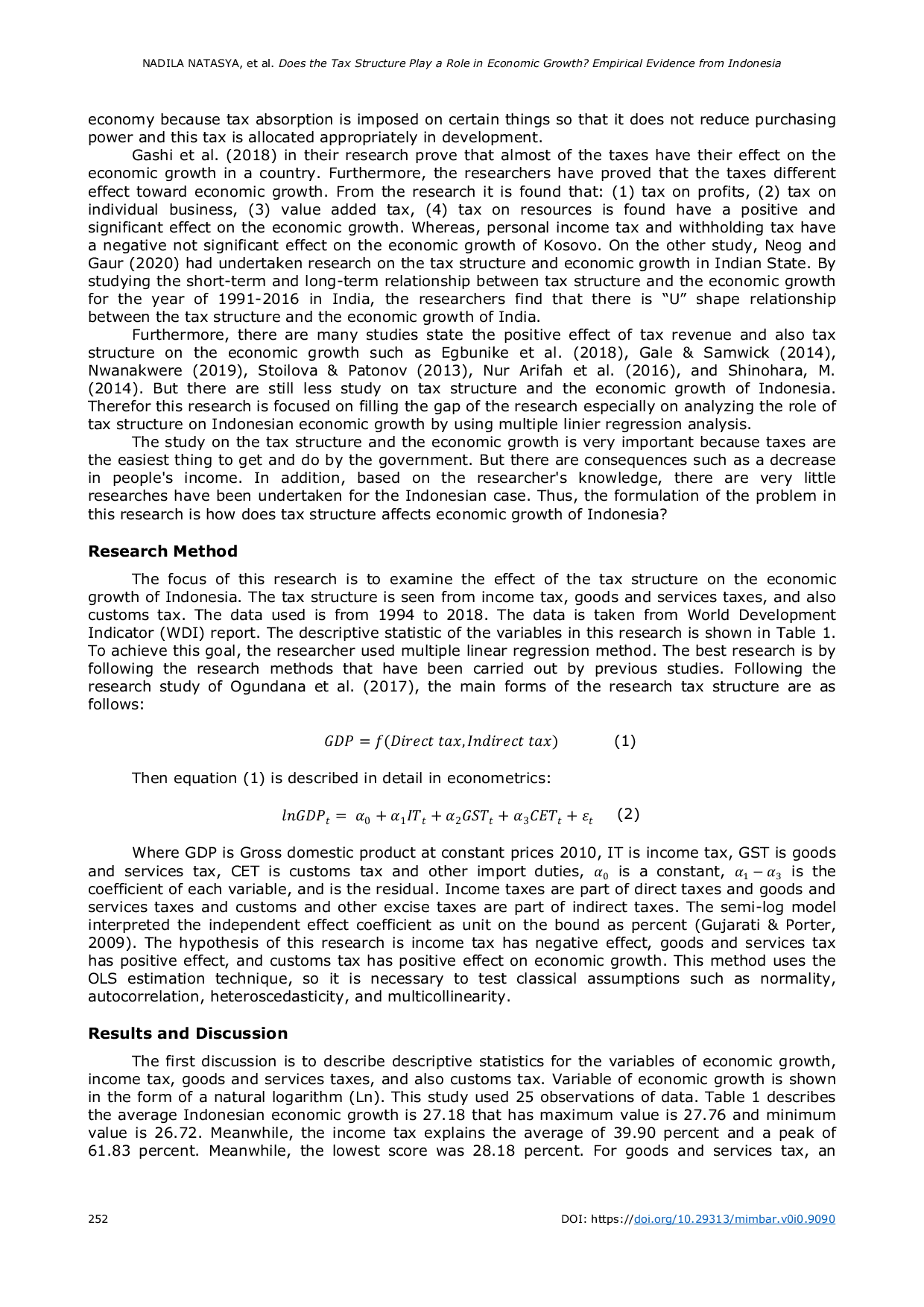 JURIS Does the Tax Structure Play a Role in Economic Growth Empirical Evidence from Indonesia