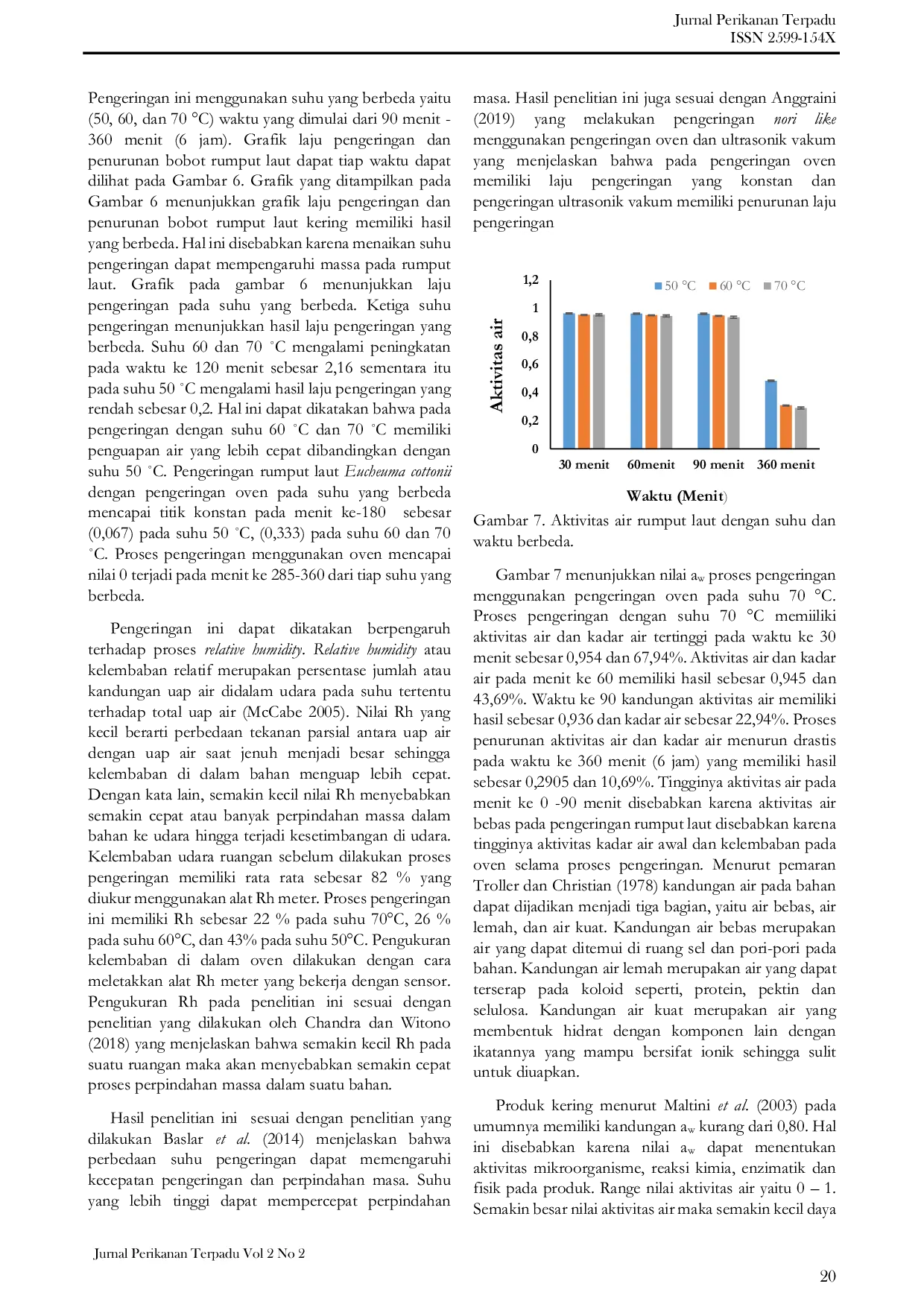 JURIS Pengeringan Rumput Laut Eucheuma cottonii Menggunakan Oven Dengan Suhu Yang Berbeda