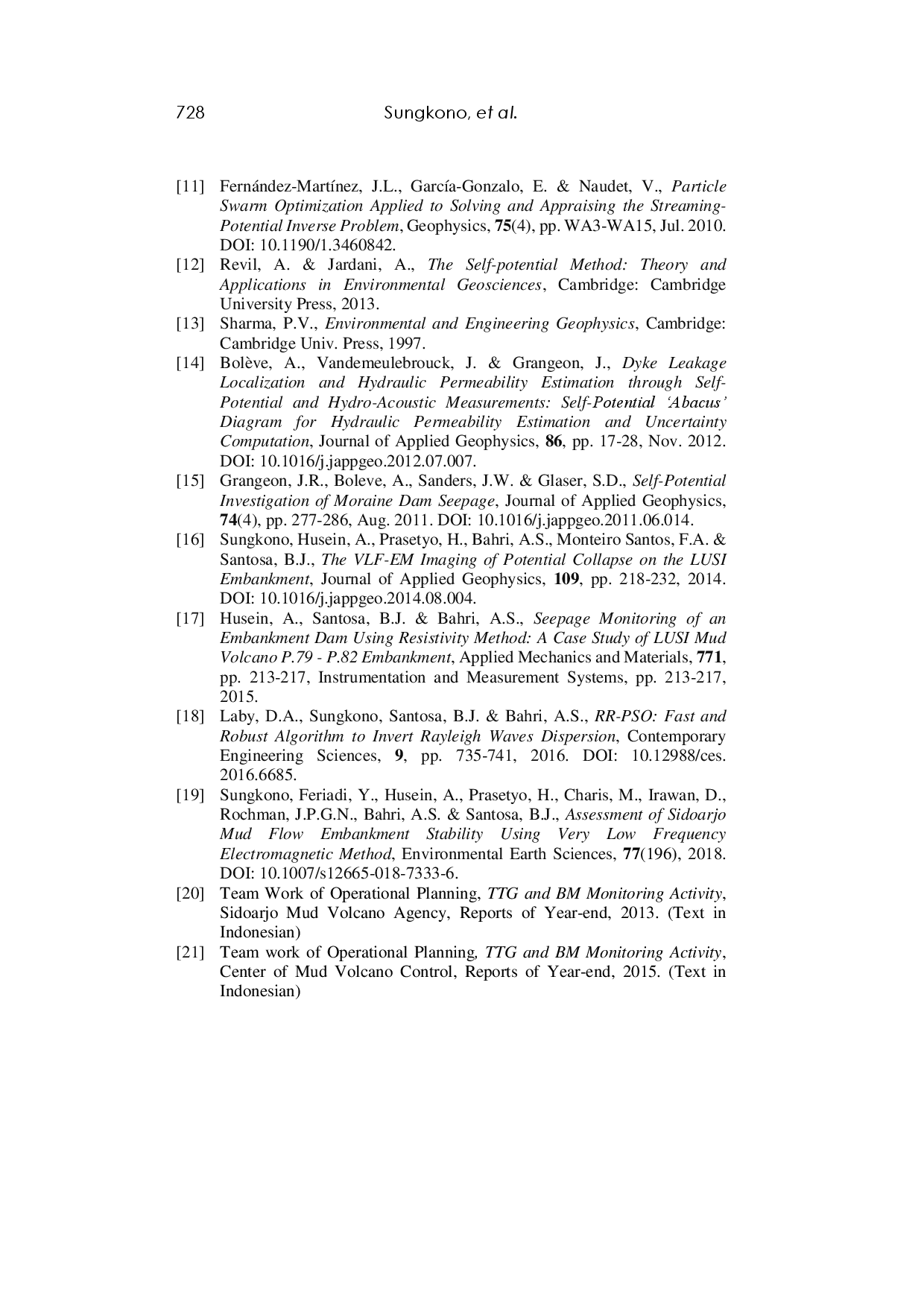 juris Self Potential Method to Assess Embankment Stability A Study related to the Sidoarjo Mud Flow
