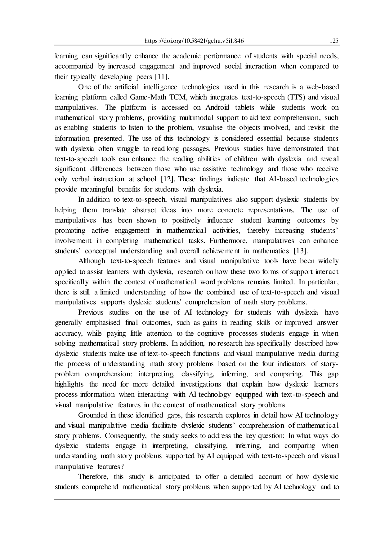 JURIS Understanding Mathematical Story Problems in Students with Dyslexia In the Context of Artificial Intelligence