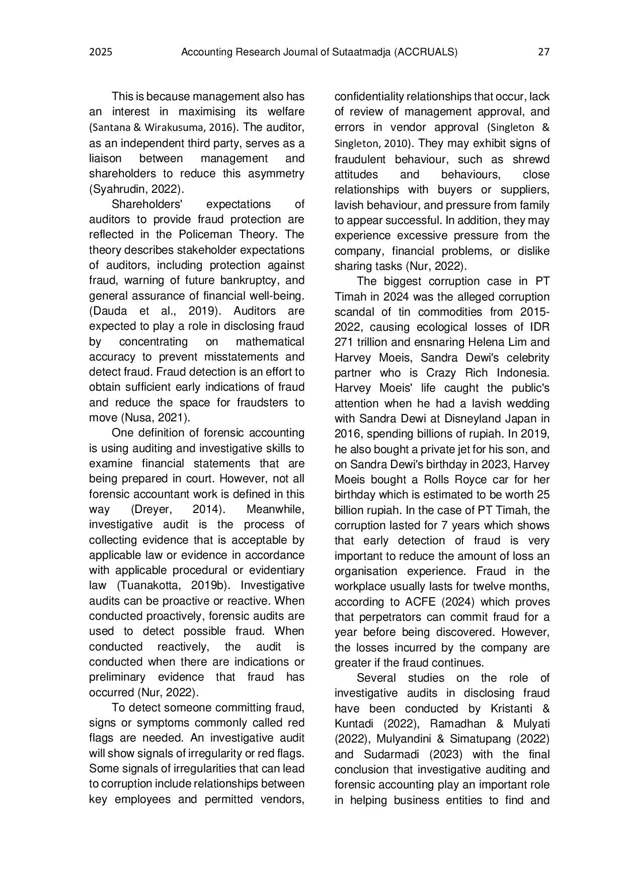 JURIS Systematic Literature Review Investigative Auditing In Fraud Disclosure