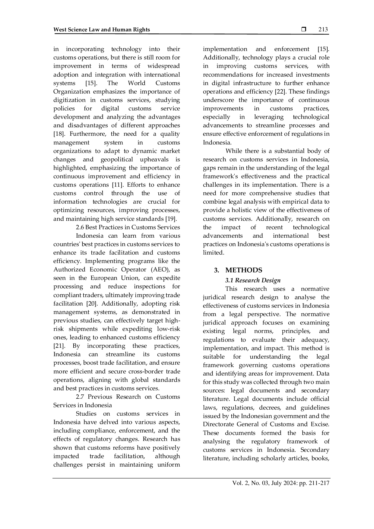 JURIS Analysis of the Effectiveness of Customs Services in the Perspective of Law in Indonesia