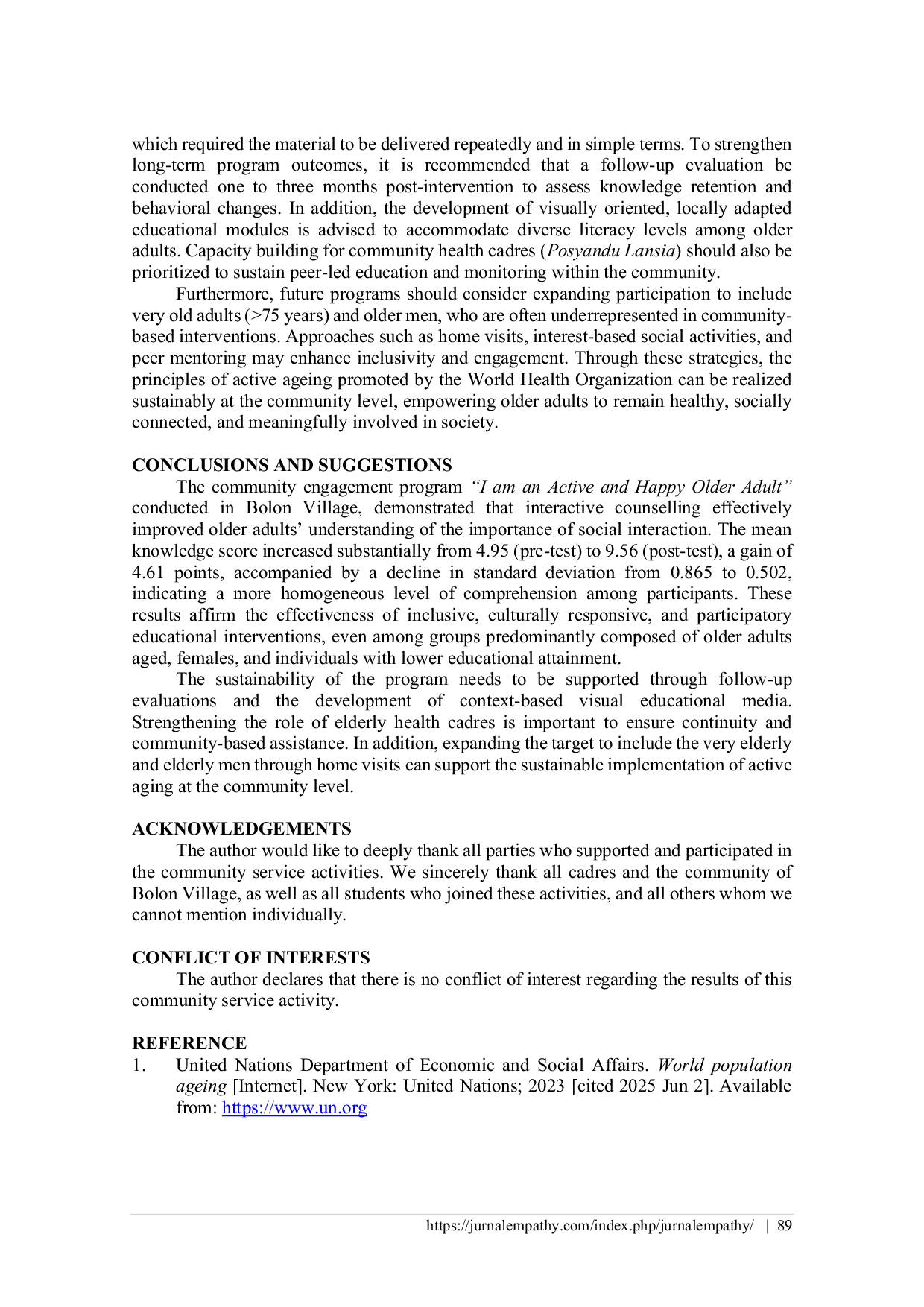 JURIS Fostering Active Ageing Through Participatory Social Interaction Education in Bolon Village