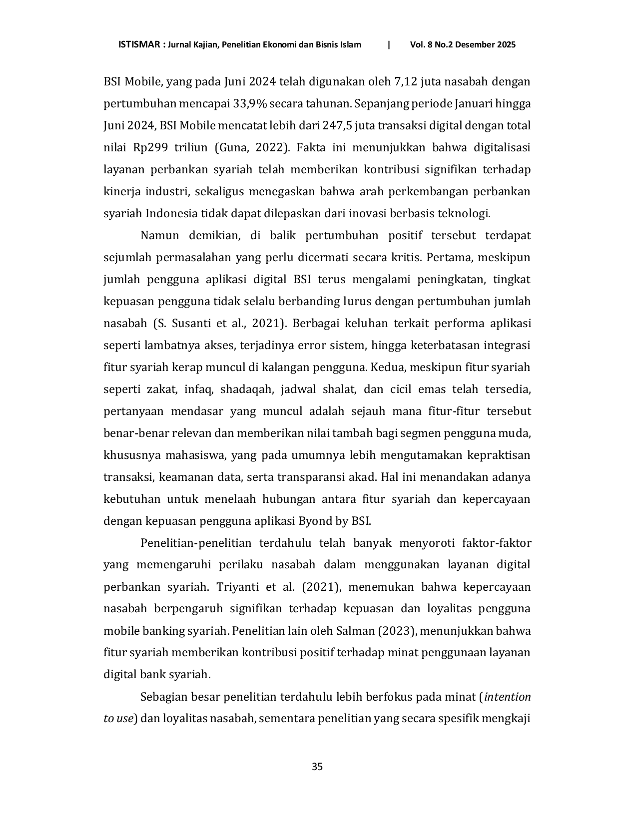 JURIS Pengaruh Fitur Syariah Dan Kepercayaan Terhadap Kepuasan Mahasiswa Ekonomi Syariah Di Sumenep Dalam Menggunakan Byond By Bsi