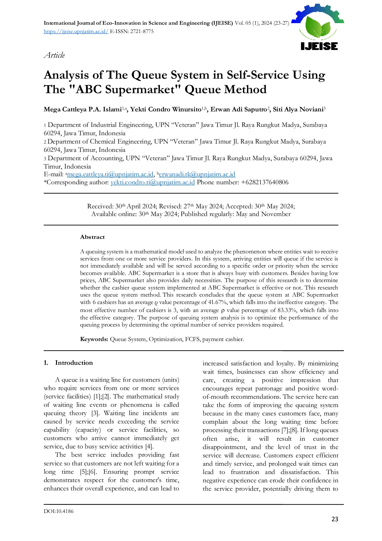 JURIS Analysis of The Queue System in Self Service Using The ABC Supermarket Queue Method