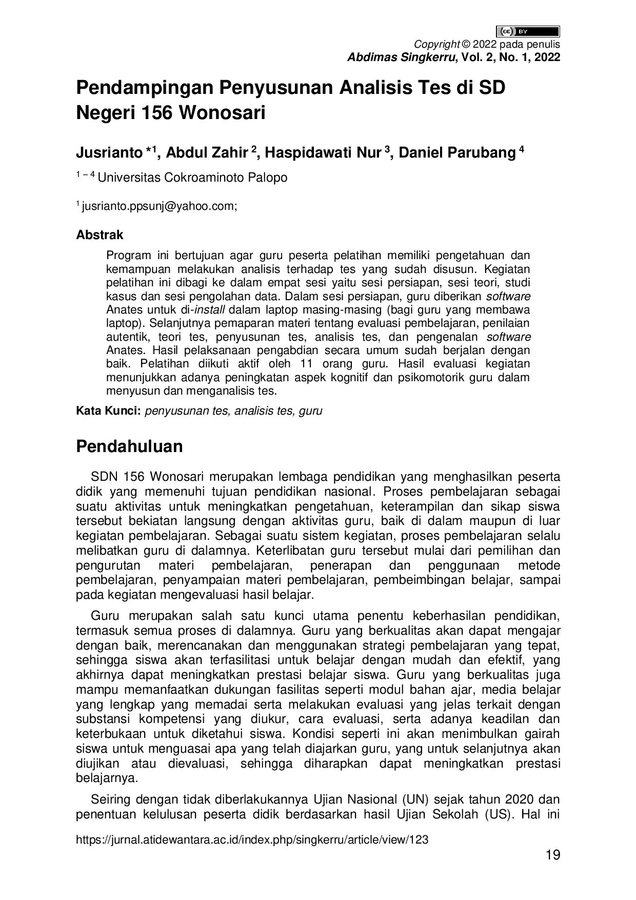 JURIS Pendampingan Penyusunan Analisis Tes di SD Negeri 156 Wonosari