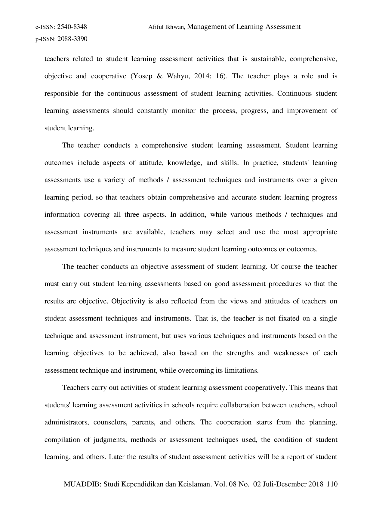 JURIS Manajemen Penilaian Pembelajaran Menggunakan Kurikulum 2013 Studi Kasus Di Madrasah Ibtidaiyah Mi Muhammadiyah 5 Wonoasri Ponorogo Jawa Timur Indonesia