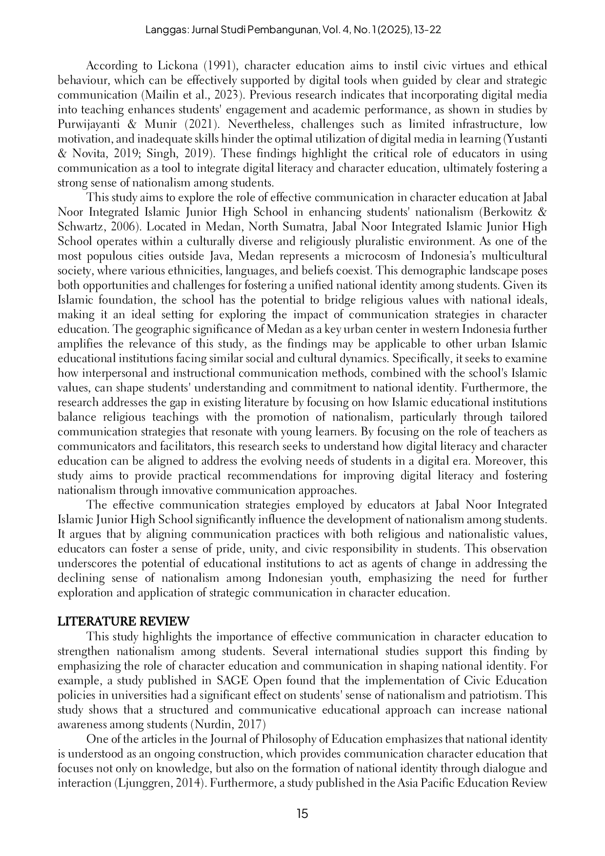 JURIS Effective Communication in Character Education A Pathway to Strengthening Nationalism of SMP Swasta Islam Terpadu Jabal Noor Student