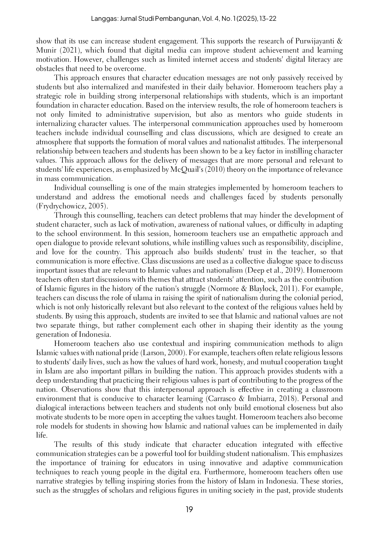 JURIS Effective Communication in Character Education A Pathway to Strengthening Nationalism of SMP Swasta Islam Terpadu Jabal Noor Student