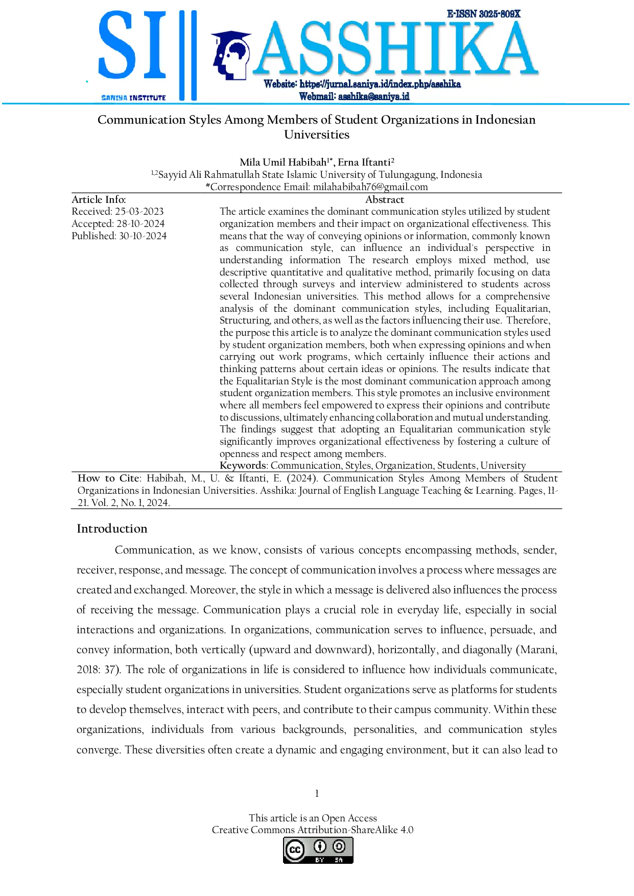 JURIS Communication Styles Among Members of Student Organizations in Indonesian Universities