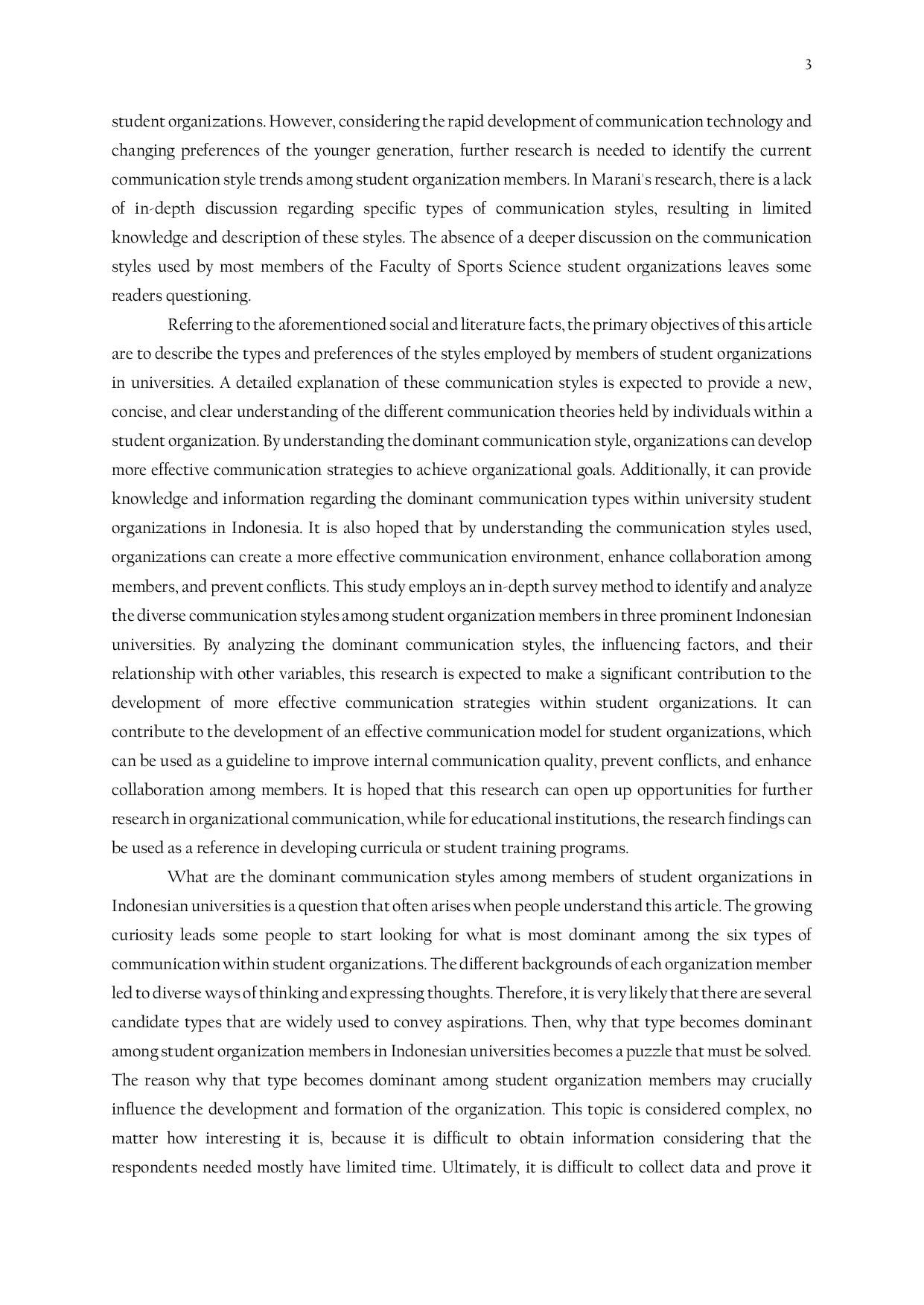 JURIS Communication Styles Among Members of Student Organizations in Indonesian Universities