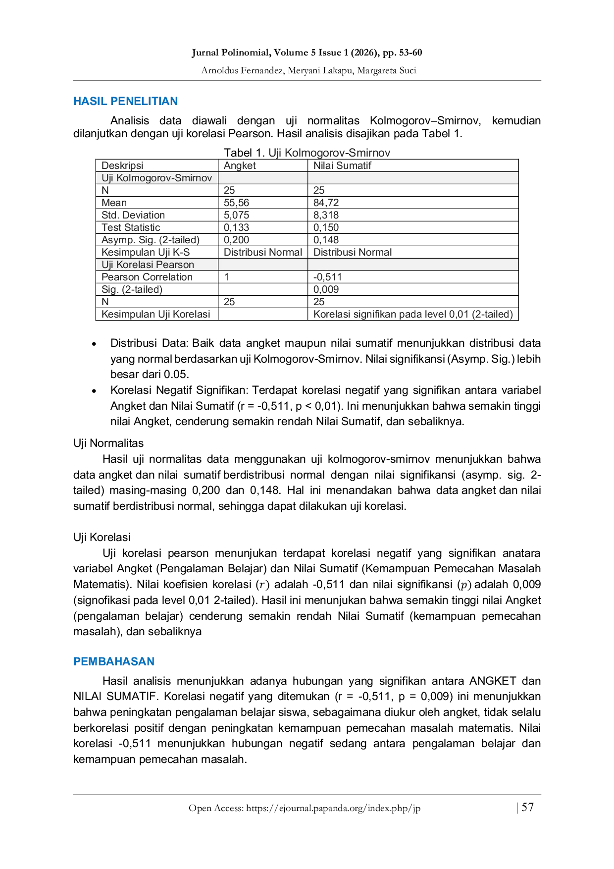 JURIS Hubungan Pengalaman Belajar dan Kemampuan Pemecahan Masalah Matematis Siswa SMPK Sta Maria Assumpta