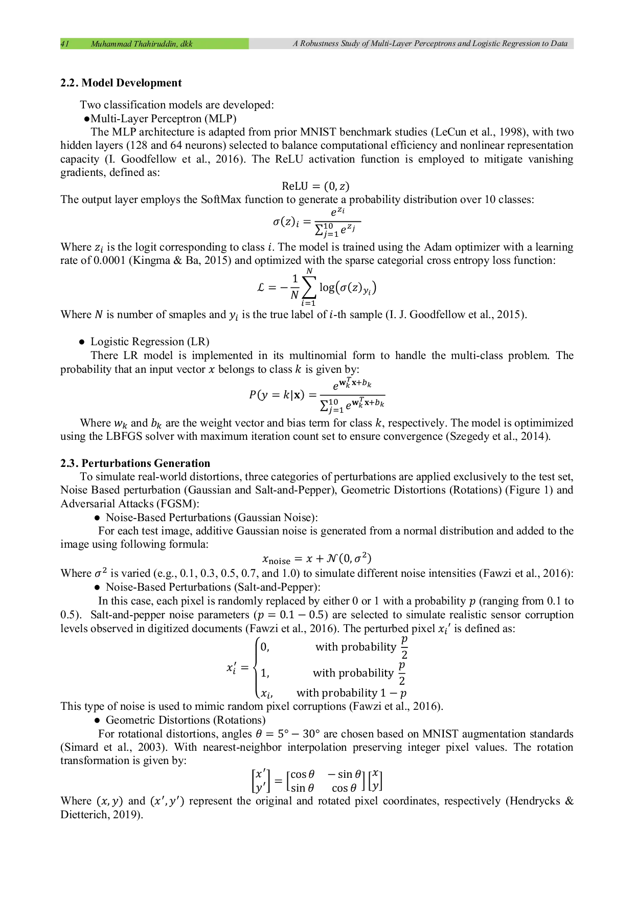 JURIS A Robustness Study of Multi Layer Perceptrons and Logistic Regression to Data Perturbation MNIST Dataset