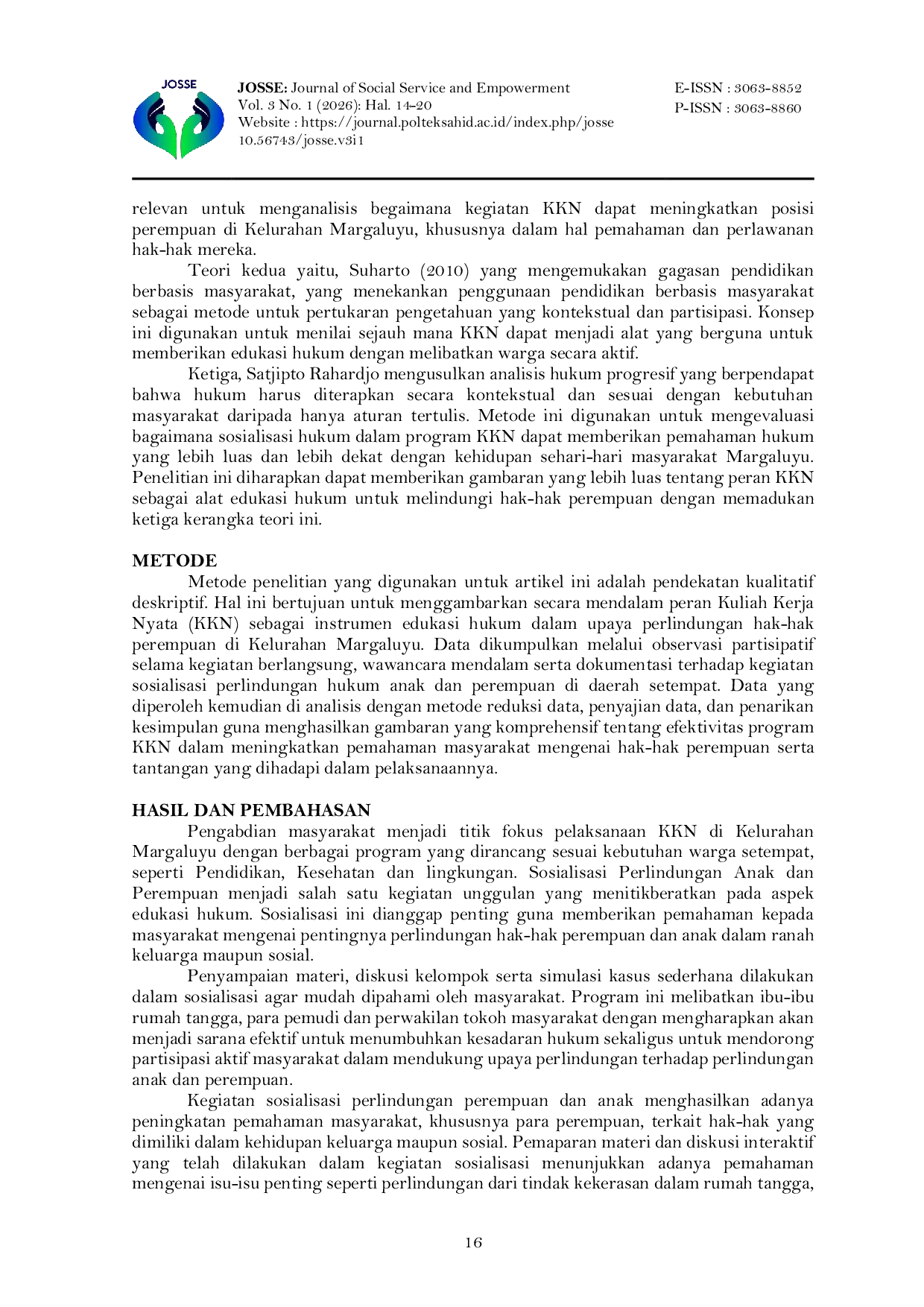 JURIS KKN Sebagai Instrumen Edukasi Hukum Untuk Perlindungan Hak Hak Perempuan Dan Anak di Kelurahan Margaluyu