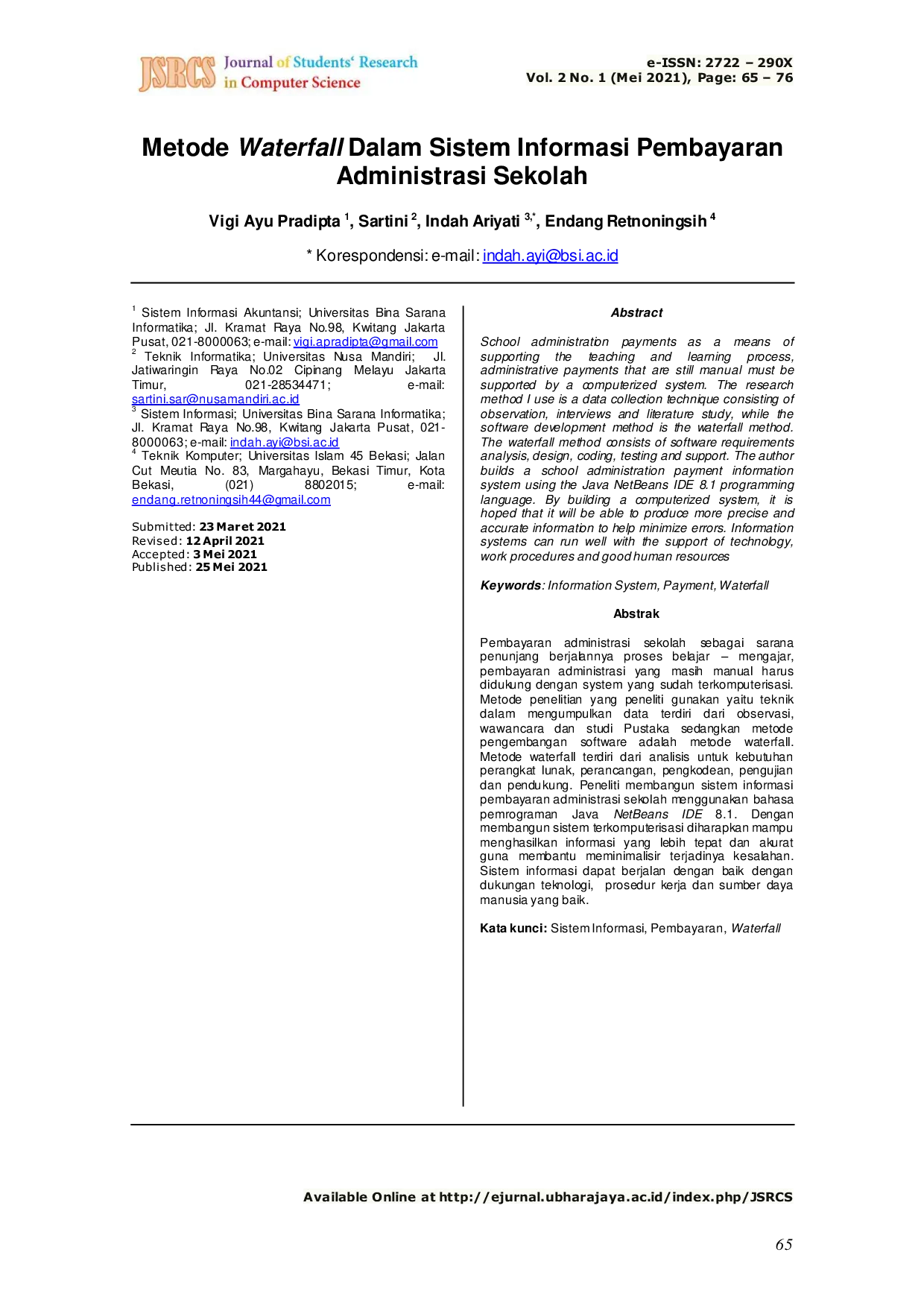 JURIS Metode Waterfall Dalam Sistem Informasi Pembayaran Administrasi Sekolah