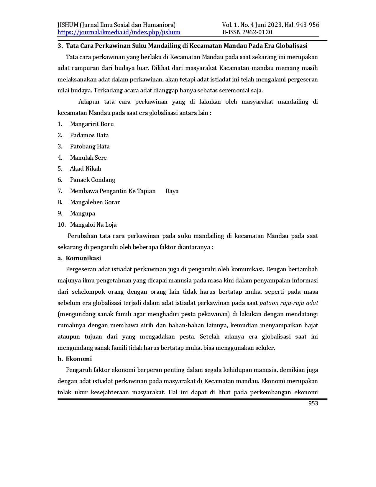 juris Tata Cara Perkawinan Suku Mandailing di Kecamatan Mandau Pada Era Globalisasi