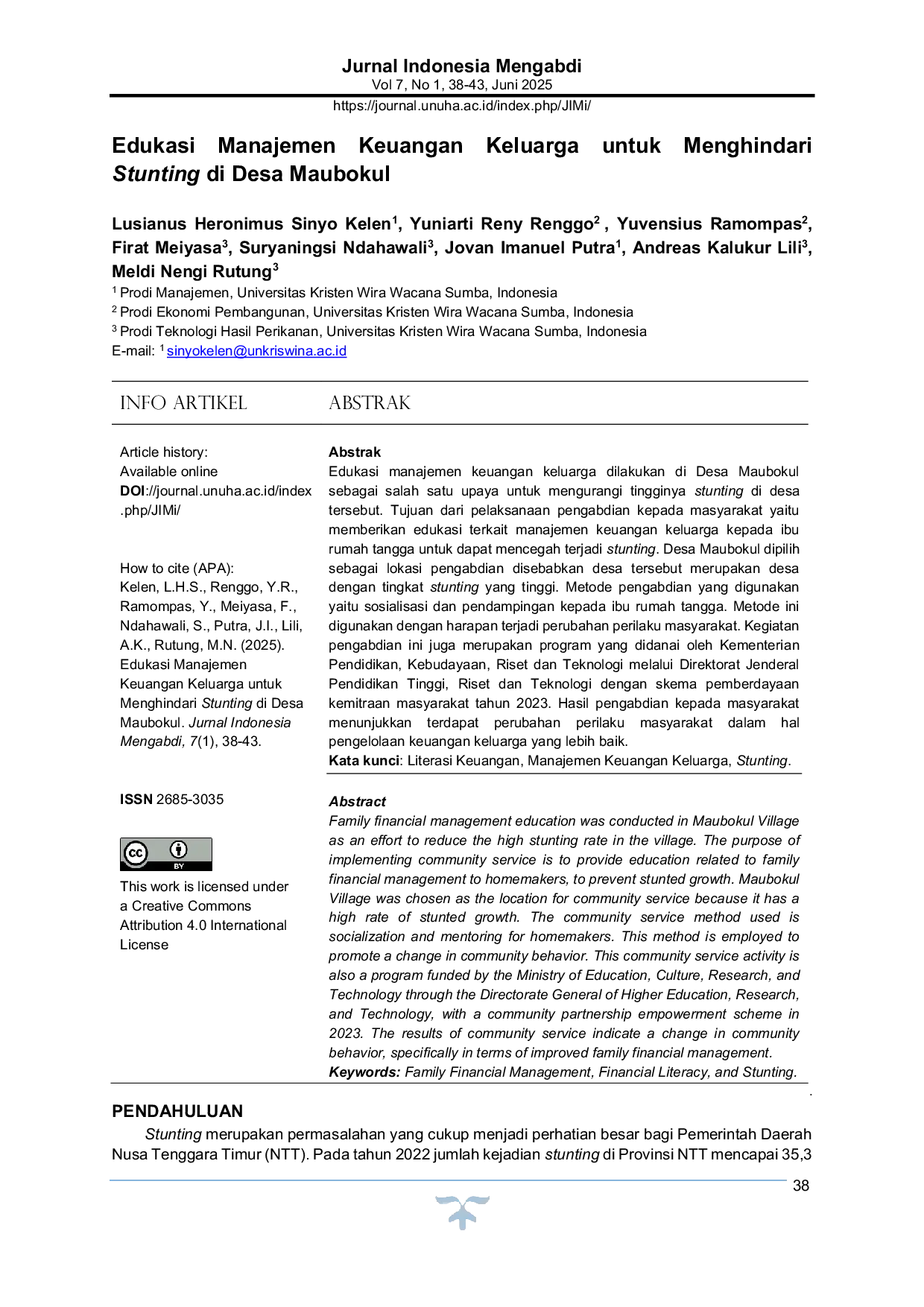 JURIS Edukasi Manajemen Keuangan Keluarga untuk Menghindari Stunting di Desa Maubokul