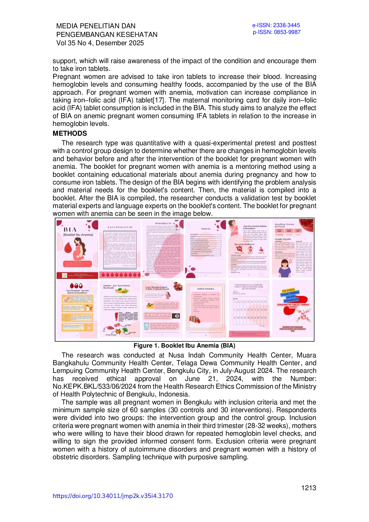 JURIS Efektivitas BIA Booklet Ibu Anemia terhadap Konsumsi Tablet Tambah Darah dalam Peningkatan Kadar Hemoglobin Ibu Hamil Anemia