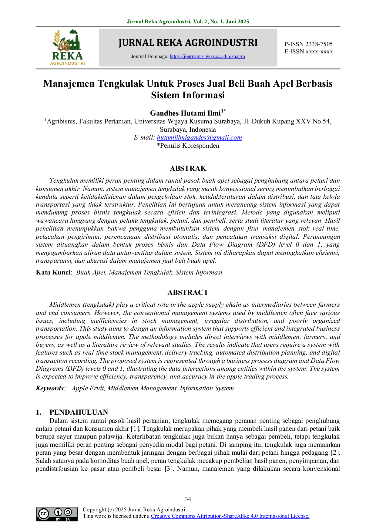 JURIS Manajemen Tengkulak Untuk Proses Jual Beli Buah Apel Berbasis Sistem Informasi