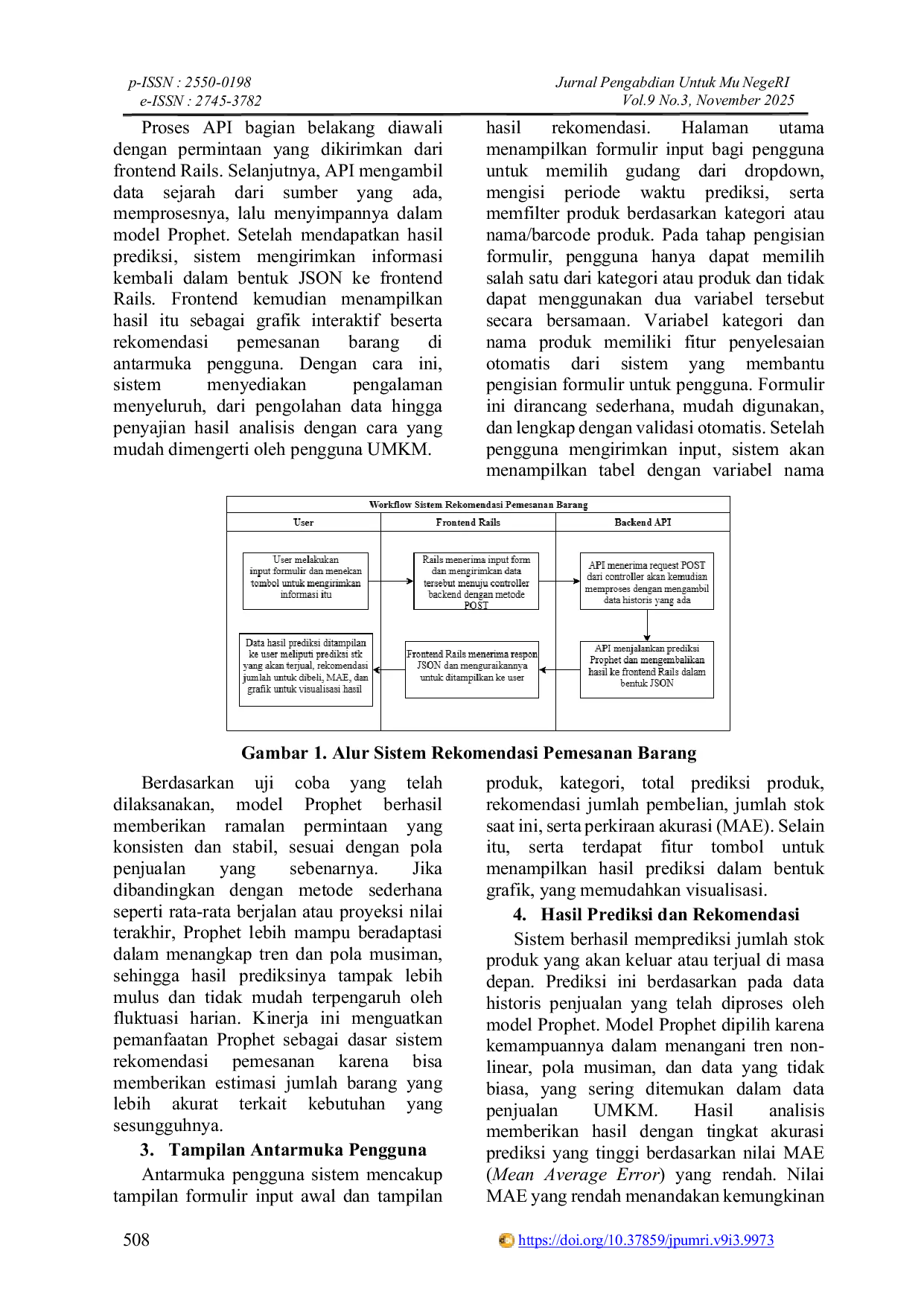 JURIS Optimalisasi Inventaris UMKM di Denpasar melalui Penerapan Sistem Rekomendasi Pemesanan Berbasis Machine Learning