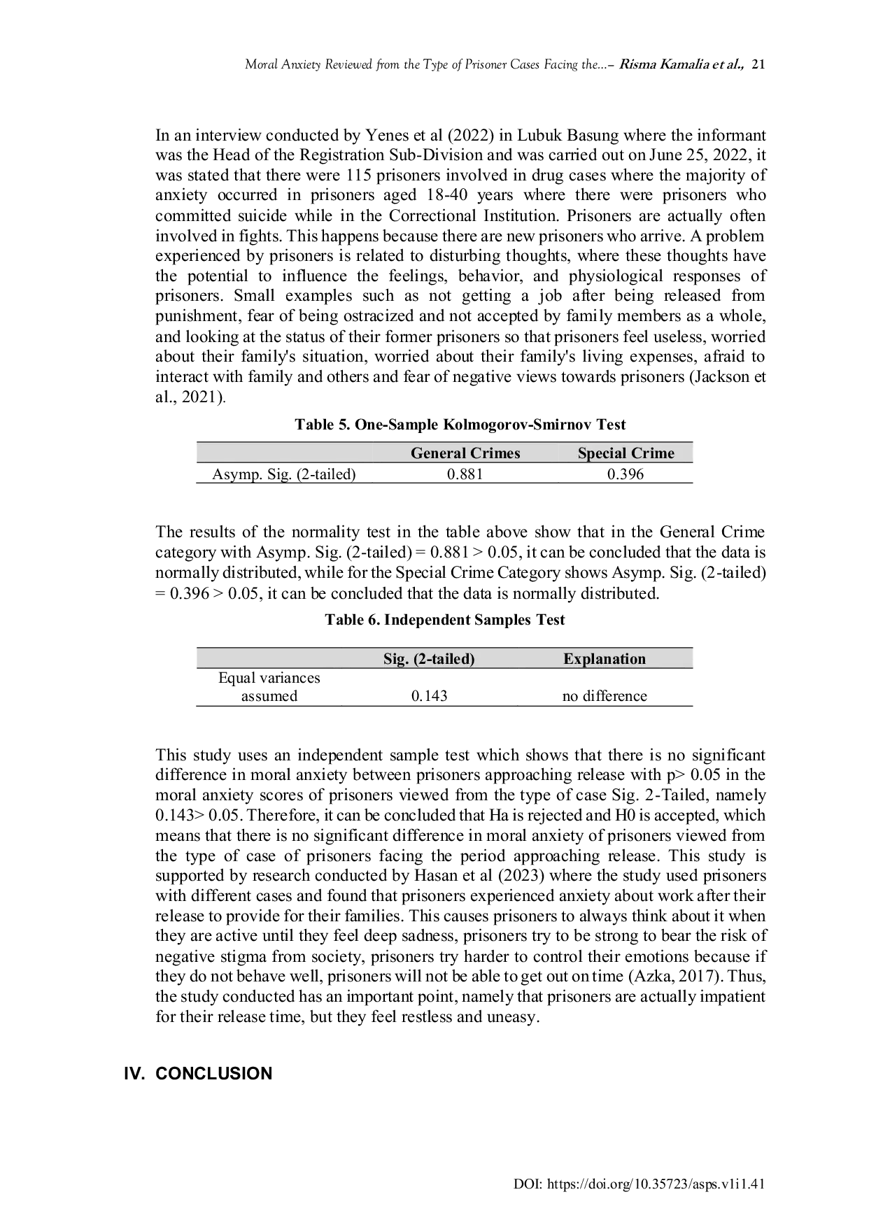 JURIS Moral Anxiety Reviewed from the Type of Prisoner Cases Facing the Period Approaching Release