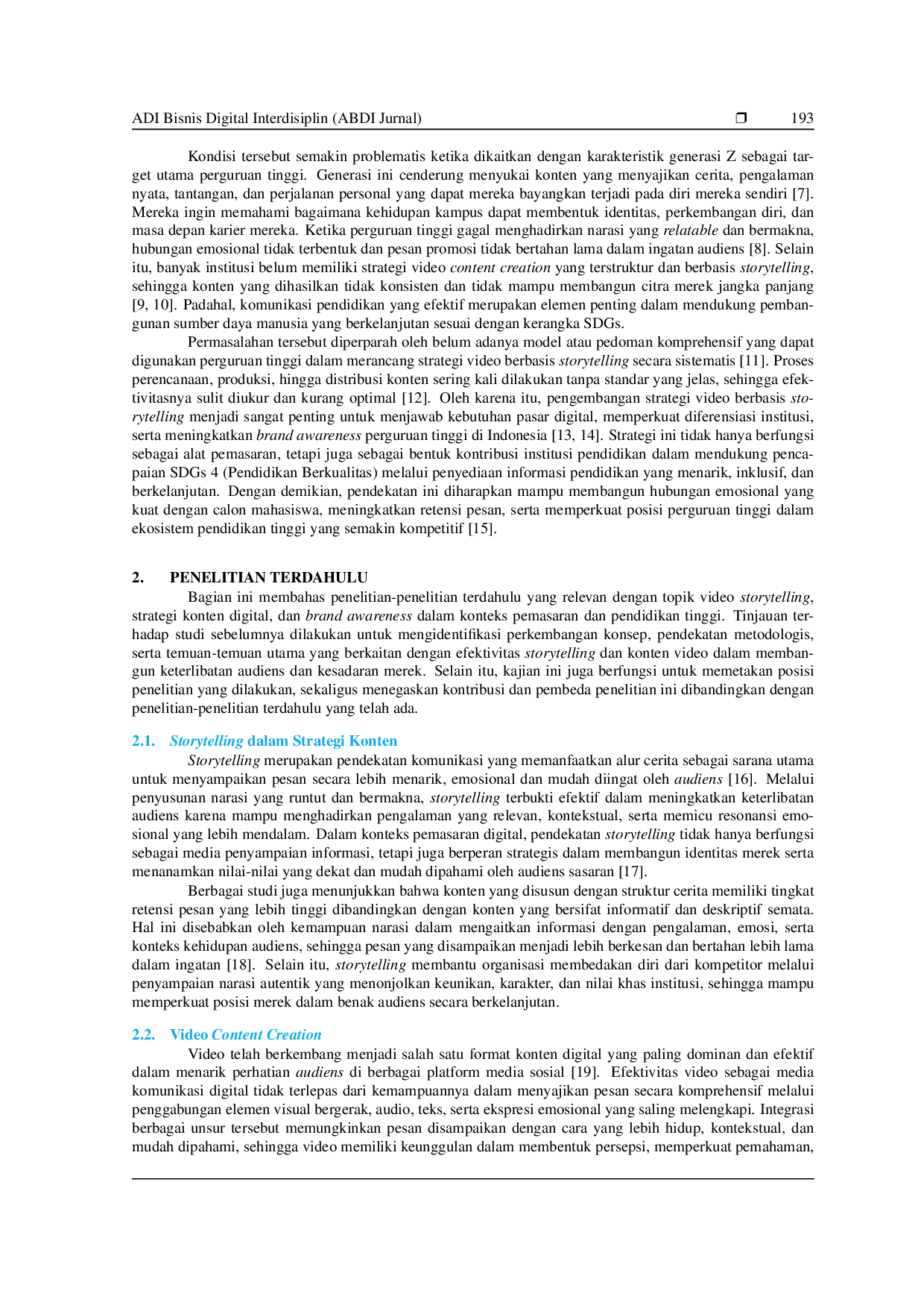 JURIS Video Storytelling Sebagai Strategi Efektif Brand Awareness Perguruan Tinggi