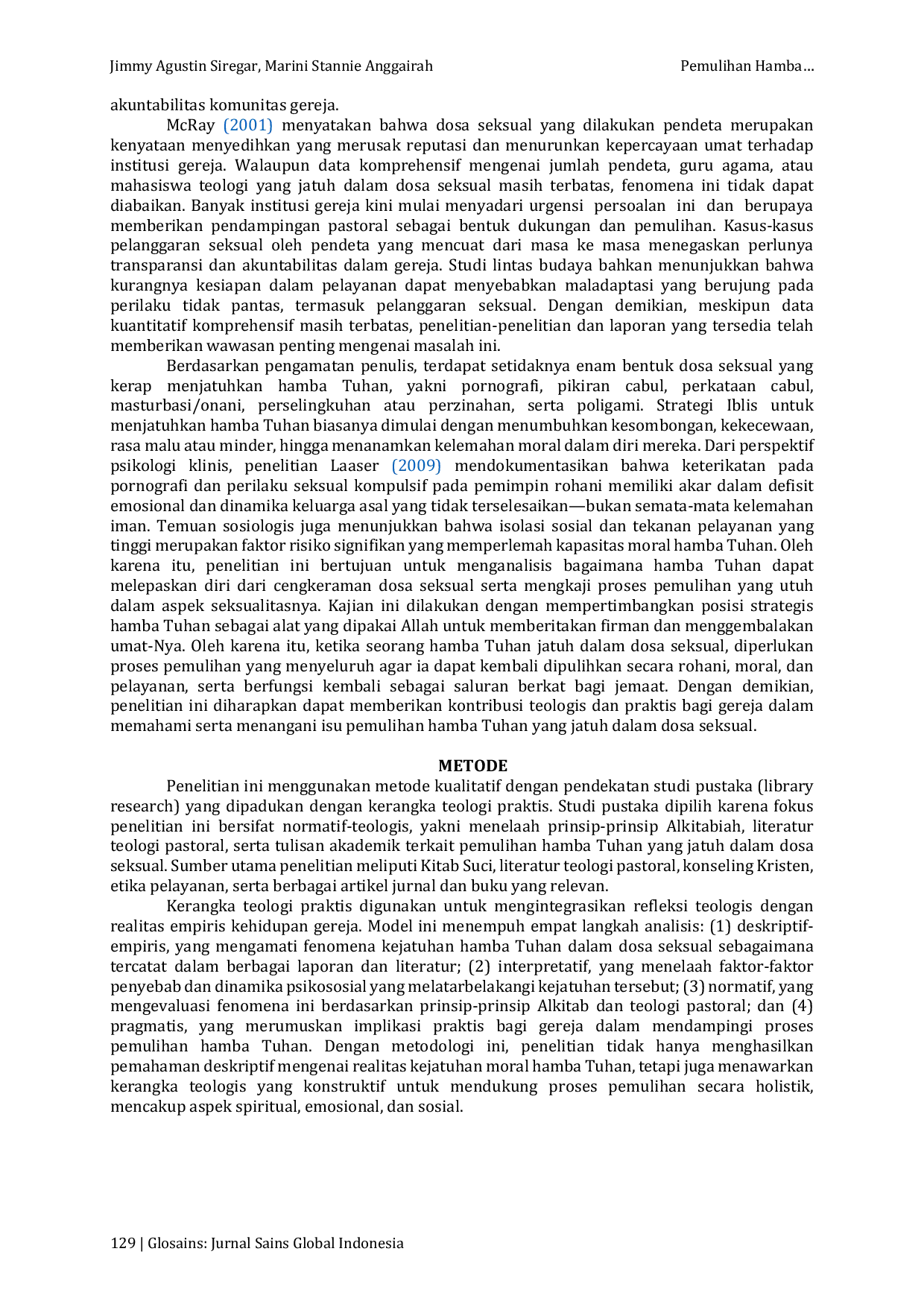 JURIS Pemulihan Hamba Tuhan dari Kejatuhan Dosa Seksual