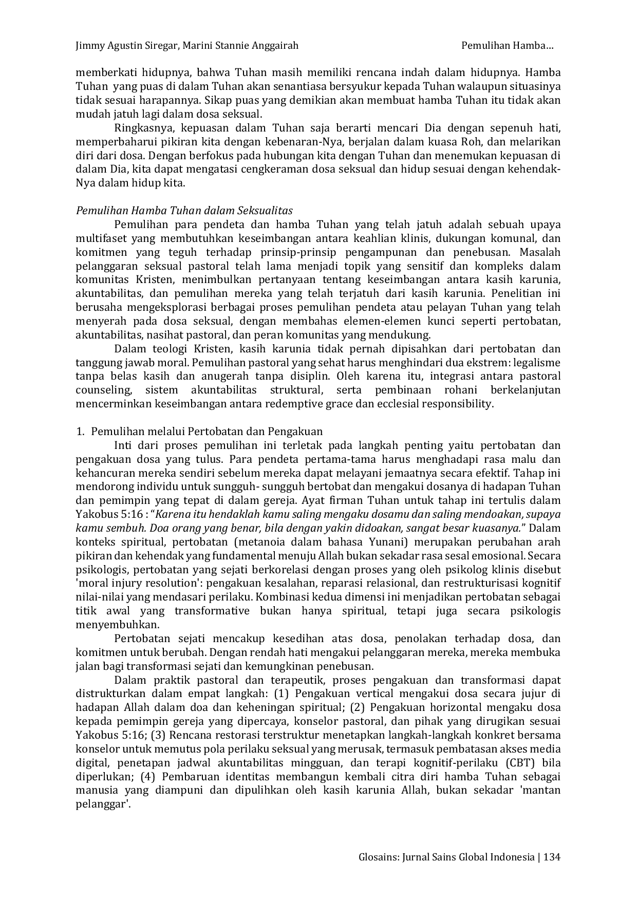 JURIS Pemulihan Hamba Tuhan dari Kejatuhan Dosa Seksual