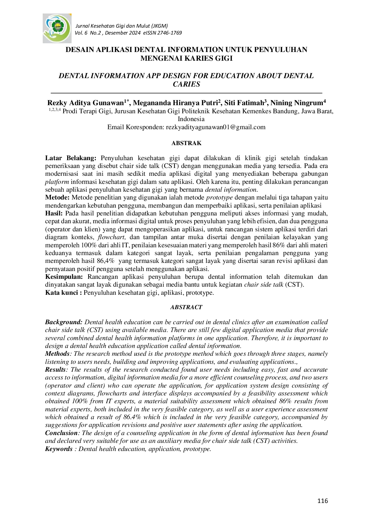 JURIS Desain Aplikasi Dental Information Untuk Penyuluhan Mengenai Karies Gigi