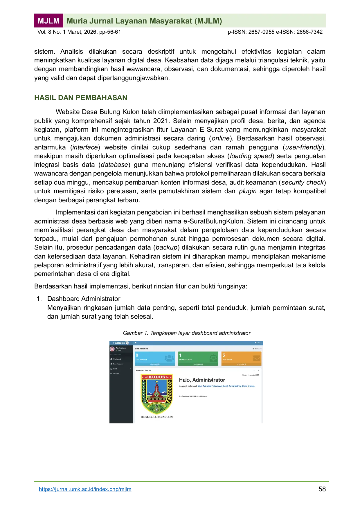 JURIS Maintenance of the Bulung Kulon Village Website to Optimize Digital Administrative E Letter Services for the Community