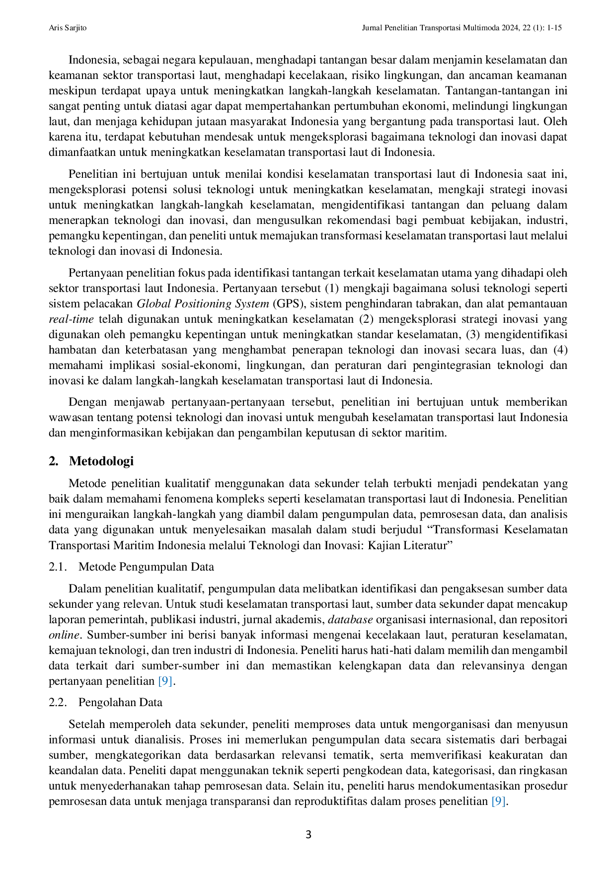 JURIS Transformasi Keselamatan Transportasi Laut Indonesia melalui Teknologi dan Inovasi Kajian Literatur