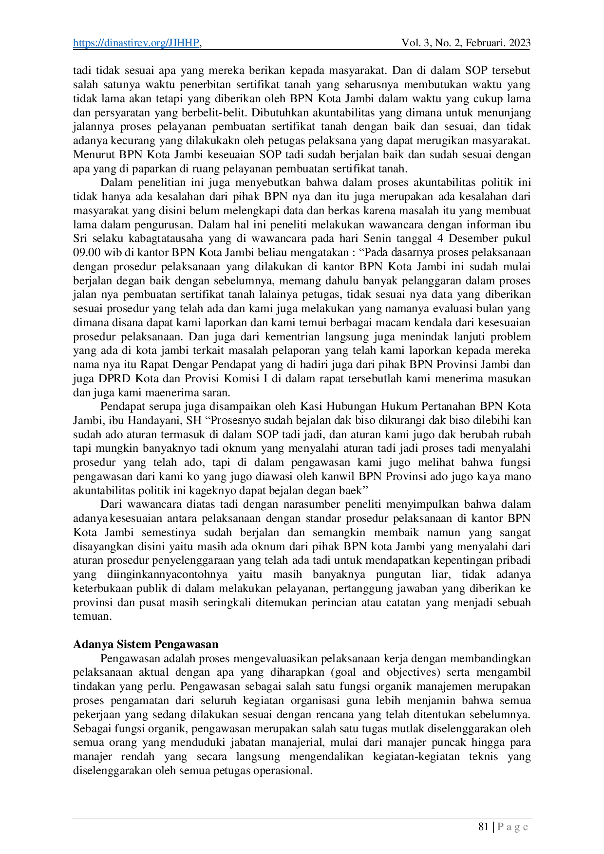 juris Akuntabilitas Politik Dalam Pelayanan Pembuatan Sertifikat Tanah Di Badan Pertanahan Nasional BPN Kota Jambi