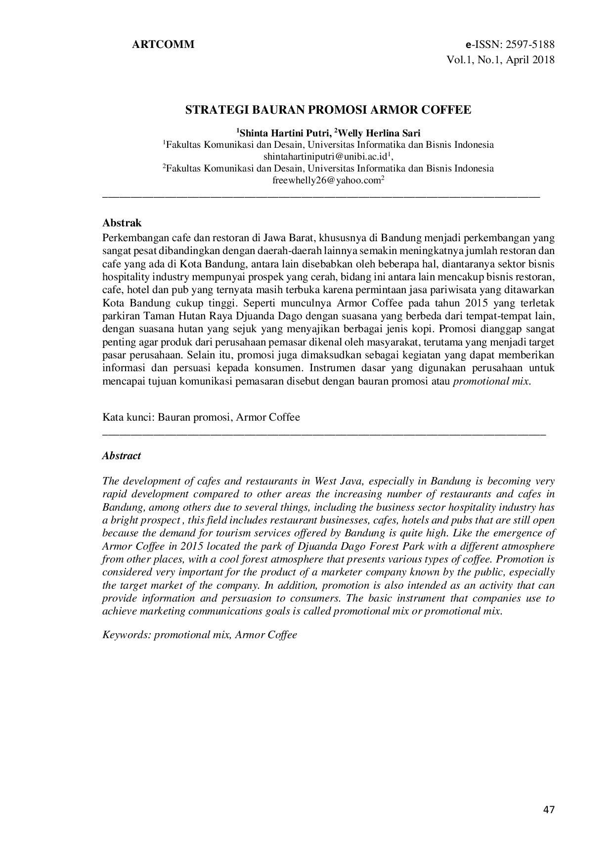 JURIS Strategi Bauran Promosi Armor Coffee