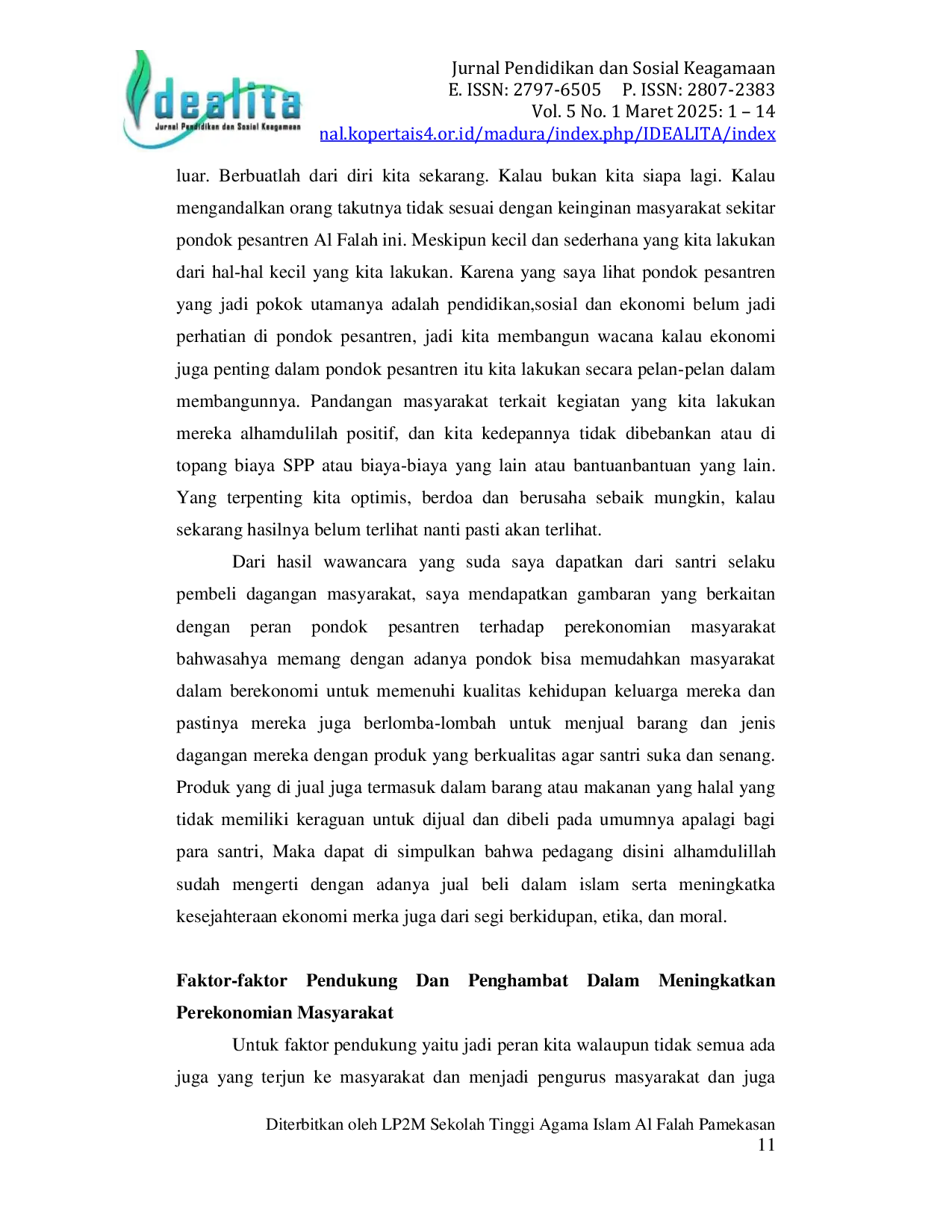 JURIS Islamic Boarding School Education Prospect In Millennial Era For Socity Economic Growth