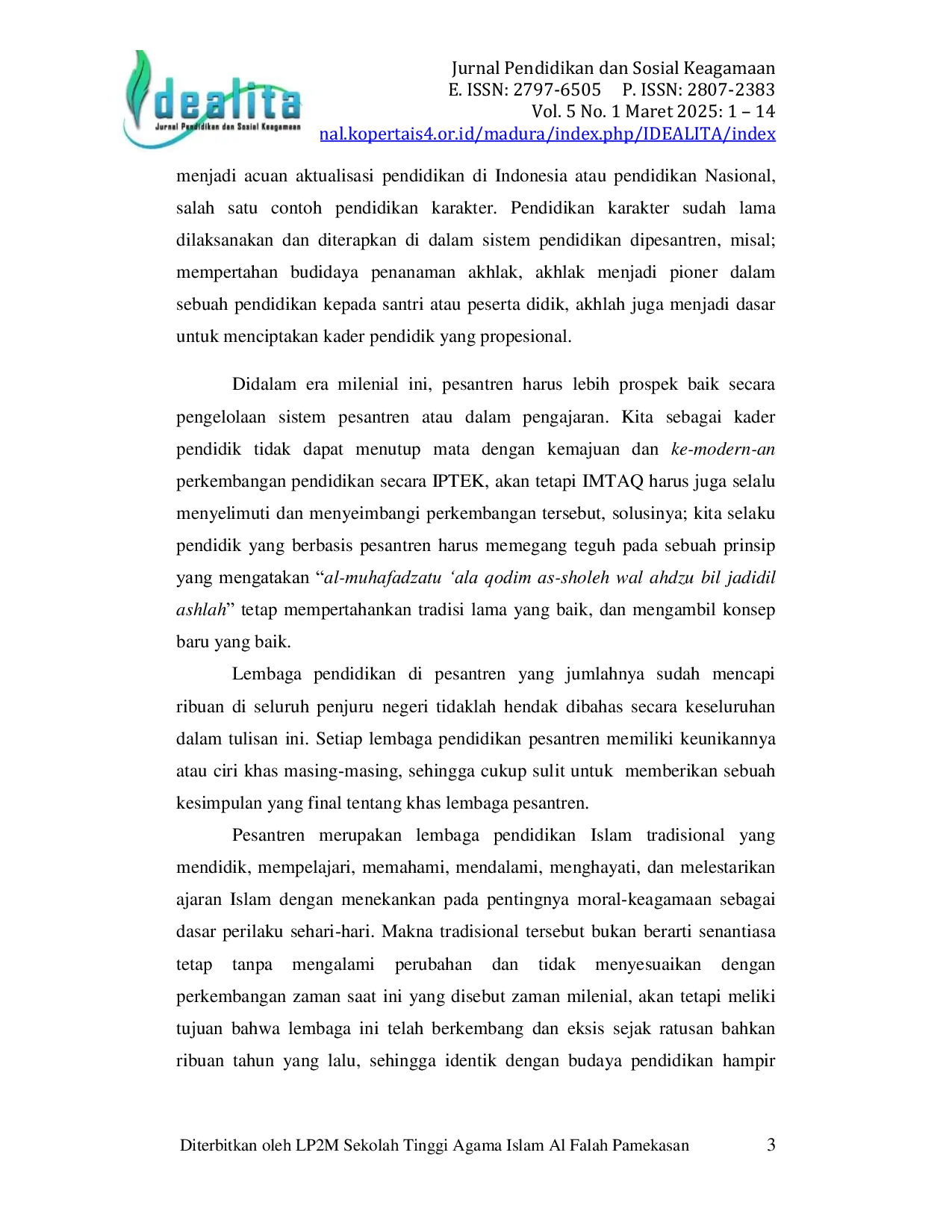 JURIS Islamic Boarding School Education Prospect In Millennial Era For Socity Economic Growth