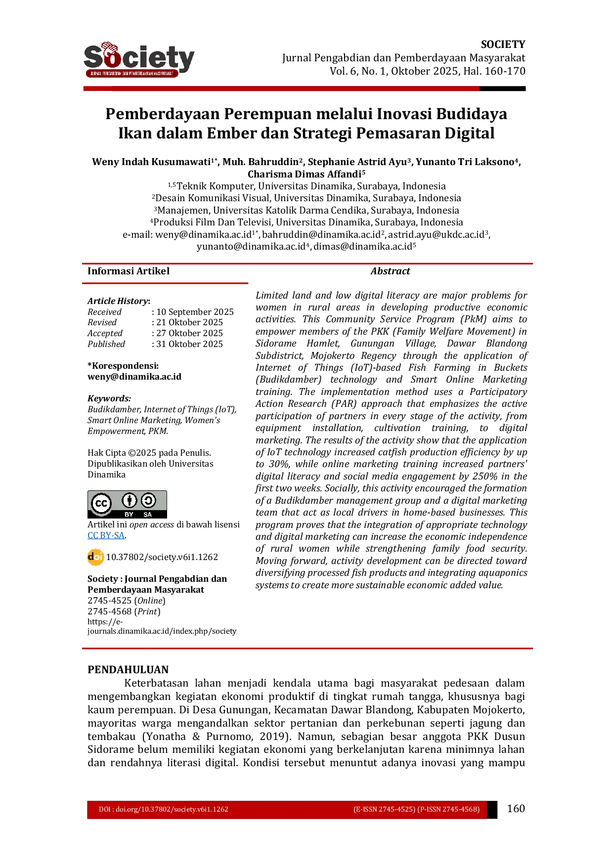 JURIS Pemberdayaan Perempuan melalui Inovasi Budidaya Ikan dalam Ember dan Strategi Pemasaran Digital