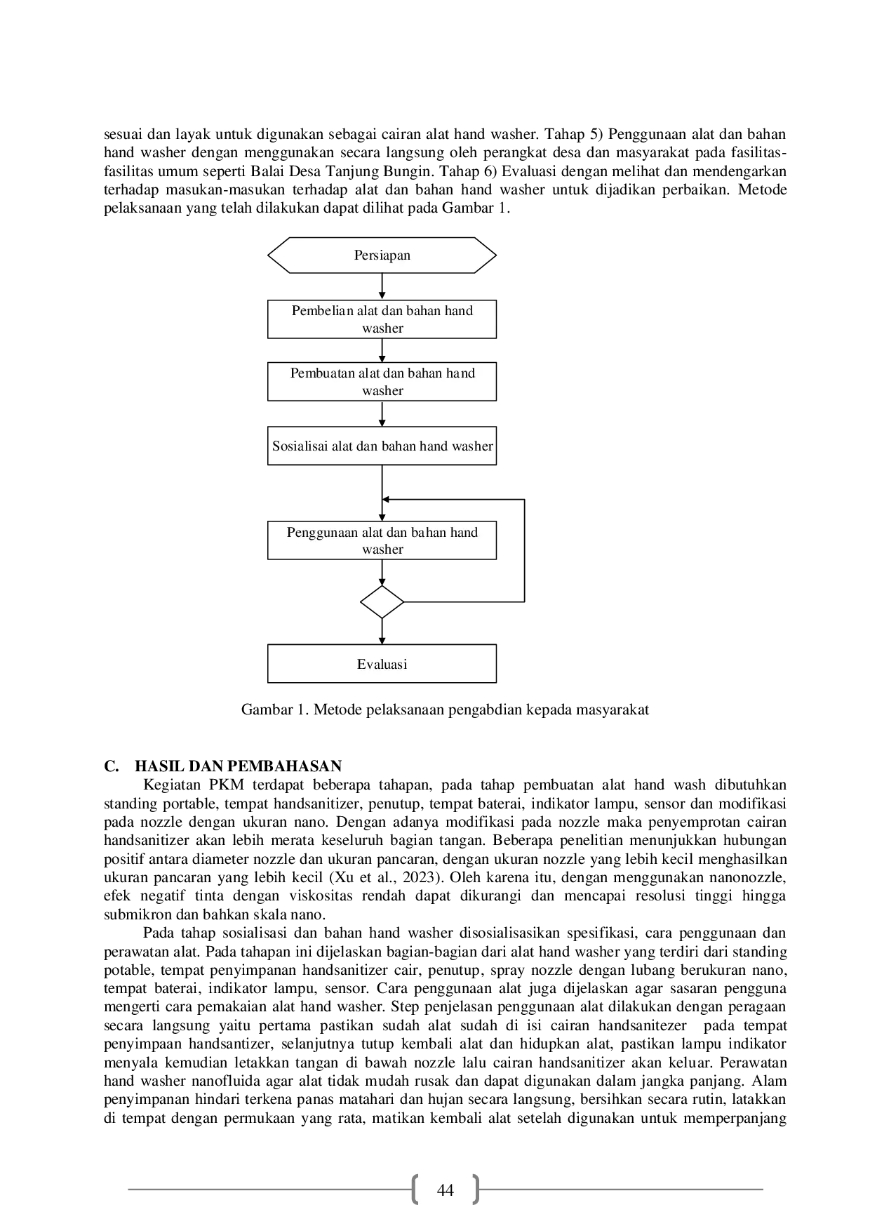 JURIS Penerapan Teknologi Nanofluida pada Hand washer dalam Upaya Pencegahan Penyebaran Covid 19 di Desa Tanjung Bungin Kab Karawang