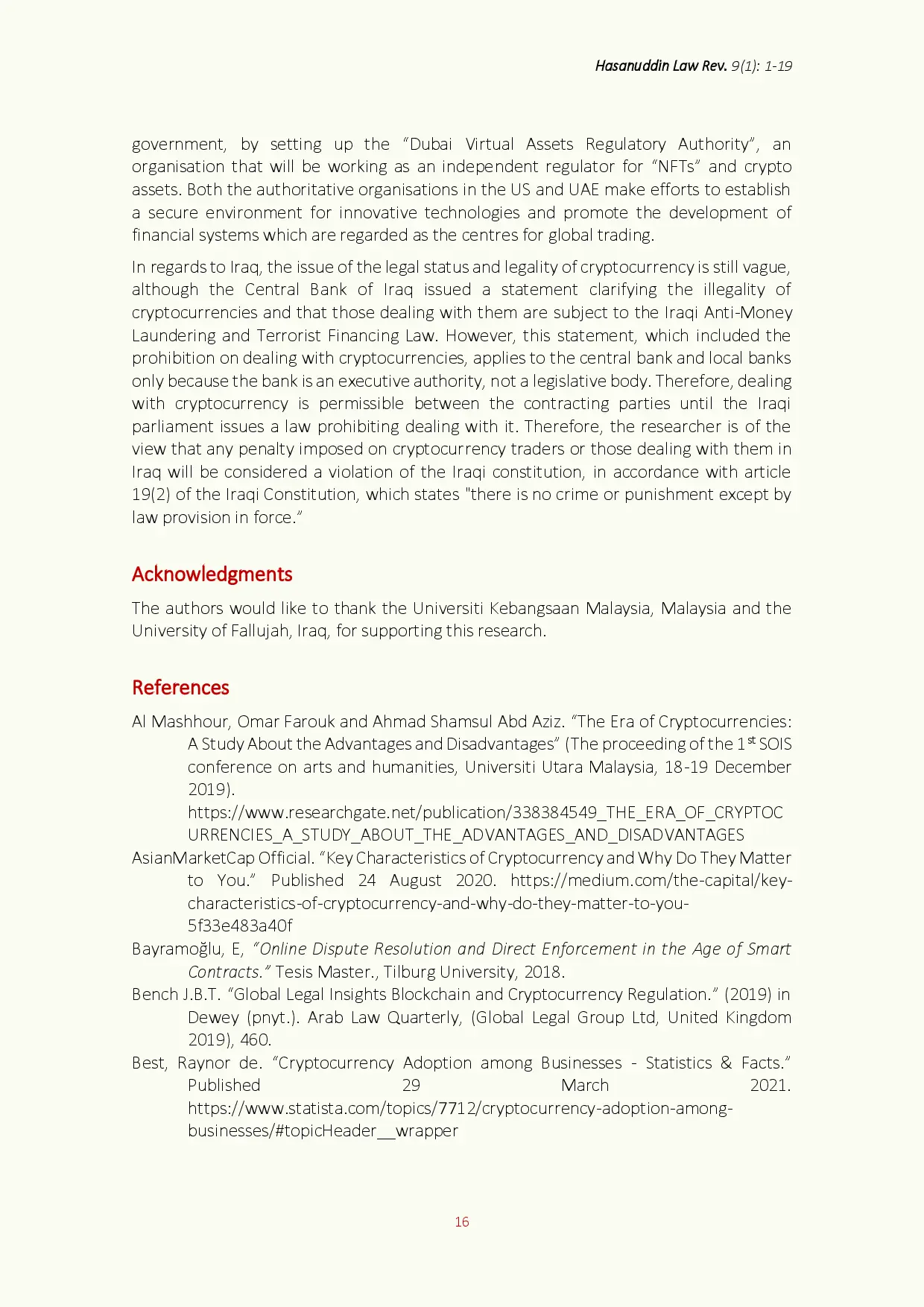 juris Legal Status of Cryptocurrency Circulation in Iraq Lessons from the United Arab Emirates and the United States