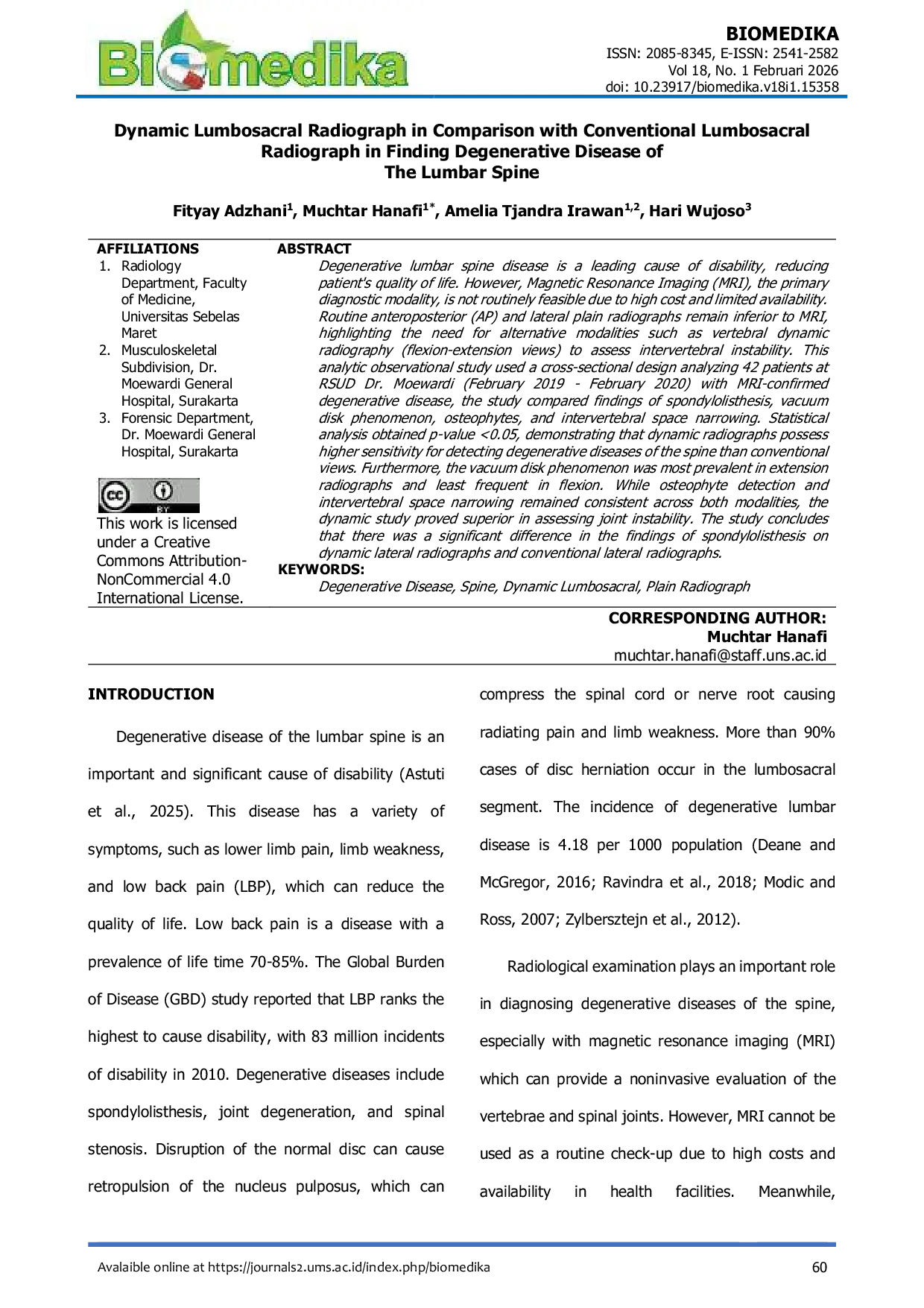 JURIS Dynamic Lumbosacral Radiograph in Comparison with Conventional Lumbosacral Radiograph in Finding Degenerative Disease of The Lumbar Spine