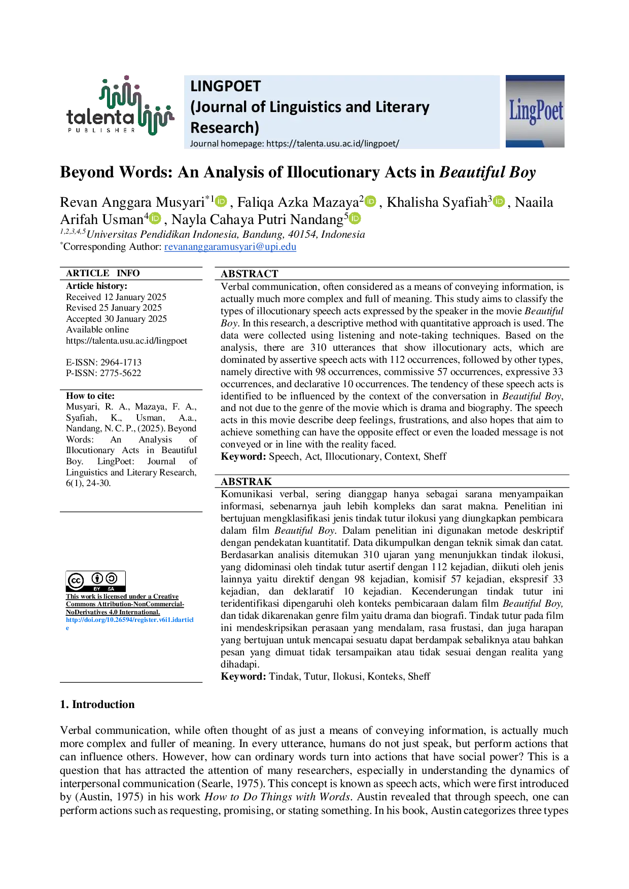JURIS Beyond Words An Analysis of Illocutionary Acts in Beautiful Boy